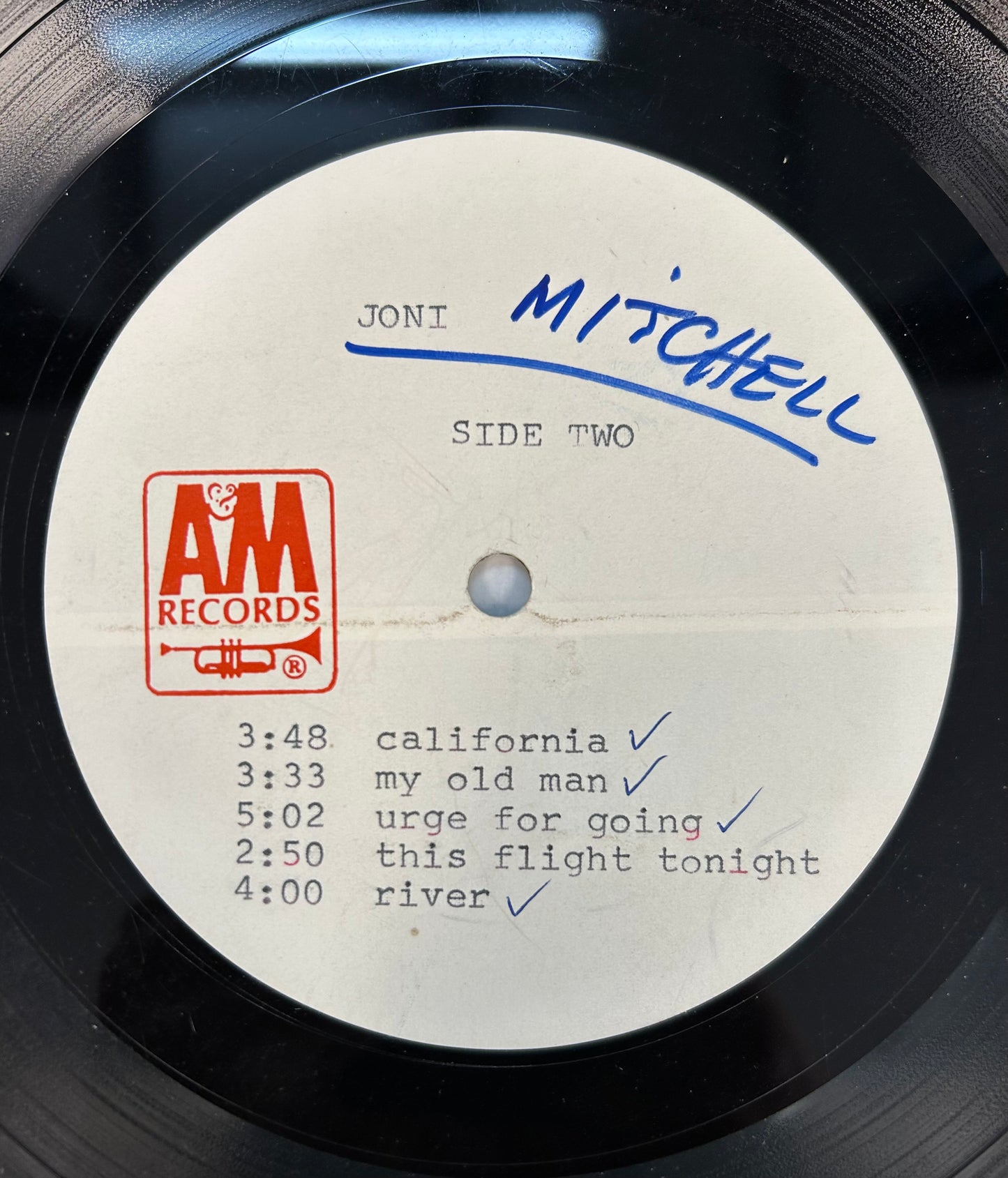 Joni Mitchell - Blue - ACETATE 1971 With 2 Unreleased / Alternate Tracks!