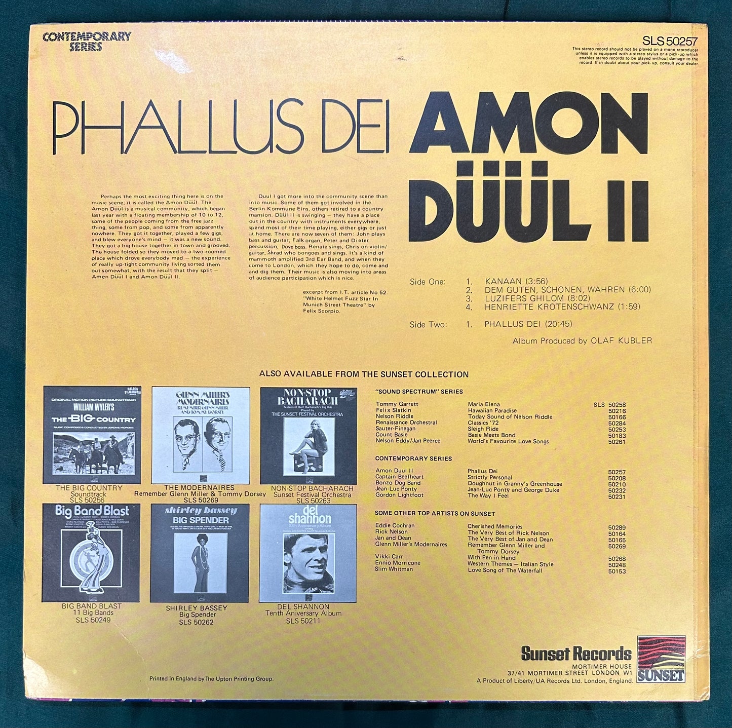 Amon Duul II - Phallus Dei 1972 UK Press Reissue Sunset