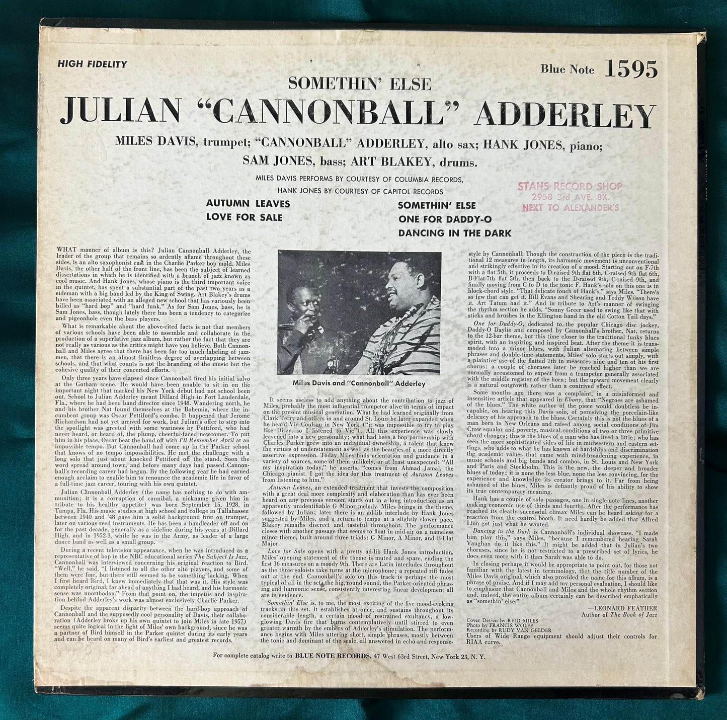 Cannonball Adderley - Somethin' Else 1st Mono Press 1958 Blue Note