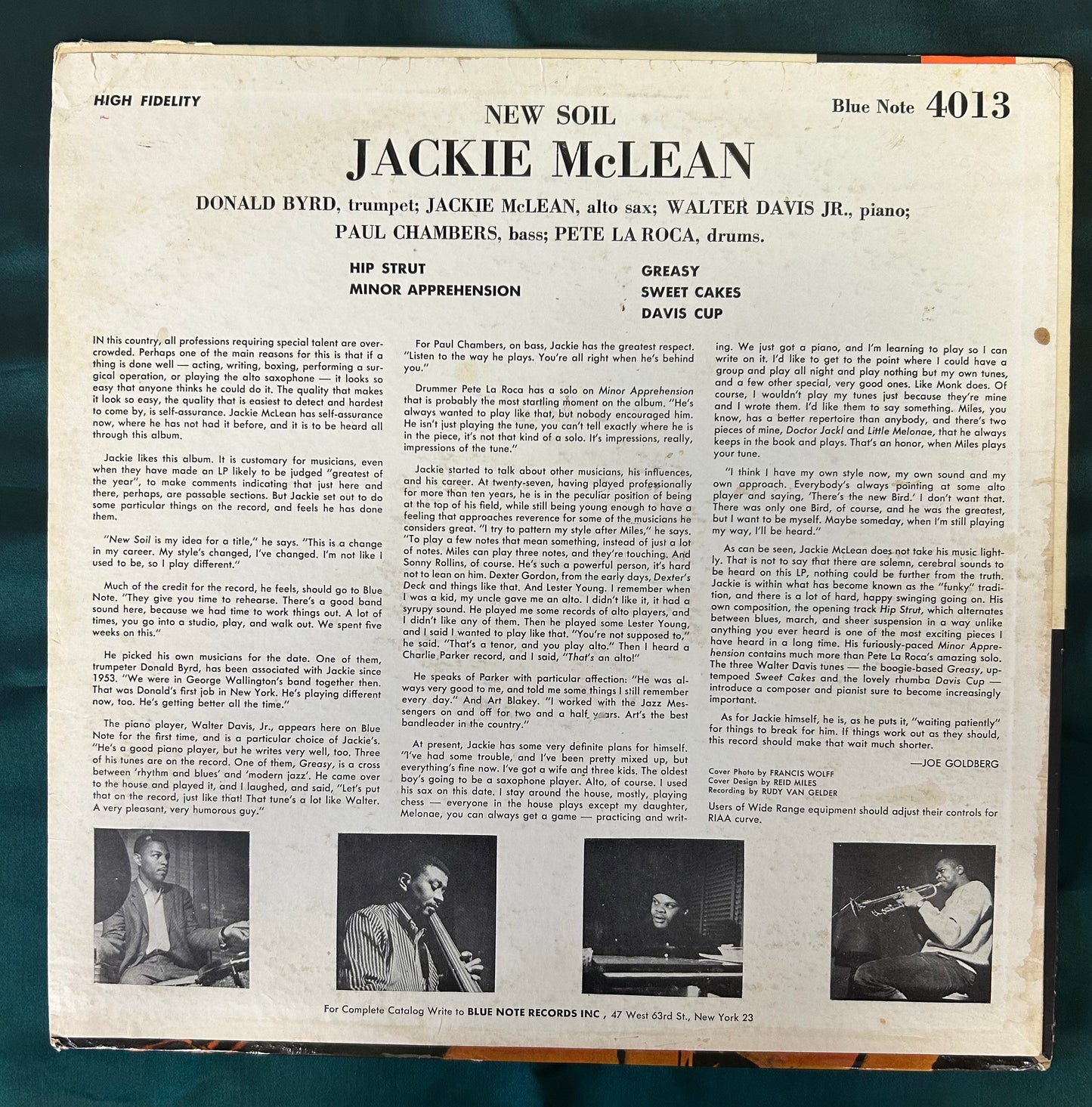 Jackie McLean - New Soil 1st Press 1959 Blue Note 47 W. 63rd.