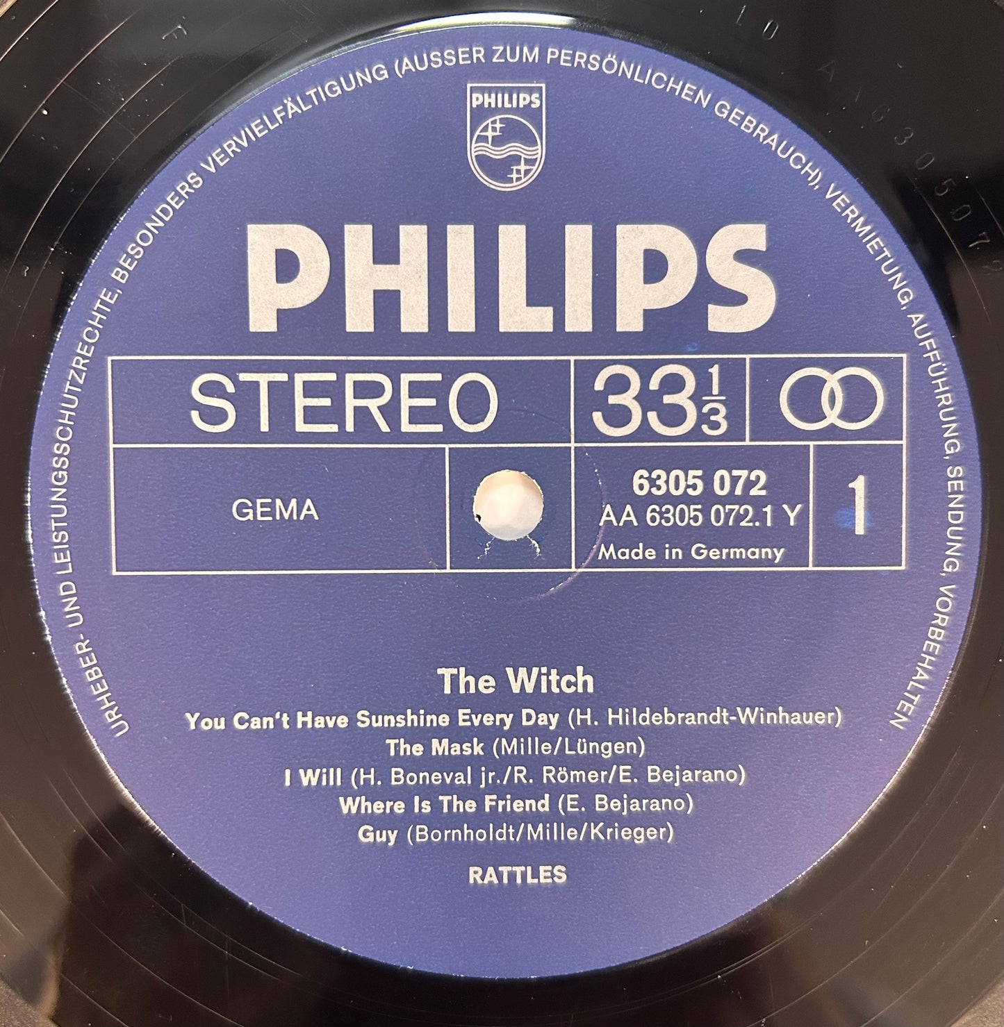 Rattles - The Witch 1st Press Germany 1971 Philips Krautrock