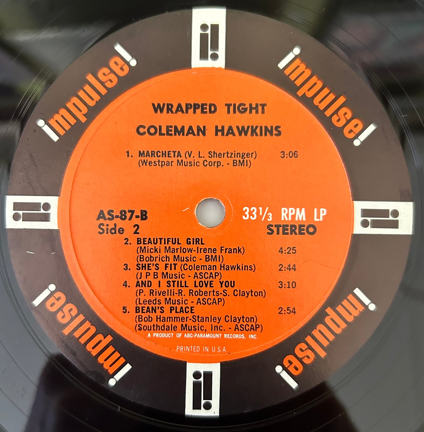Coleman Hawkins- Wrapped Tight 1st Stereo Press 1965 Impulse Misprint