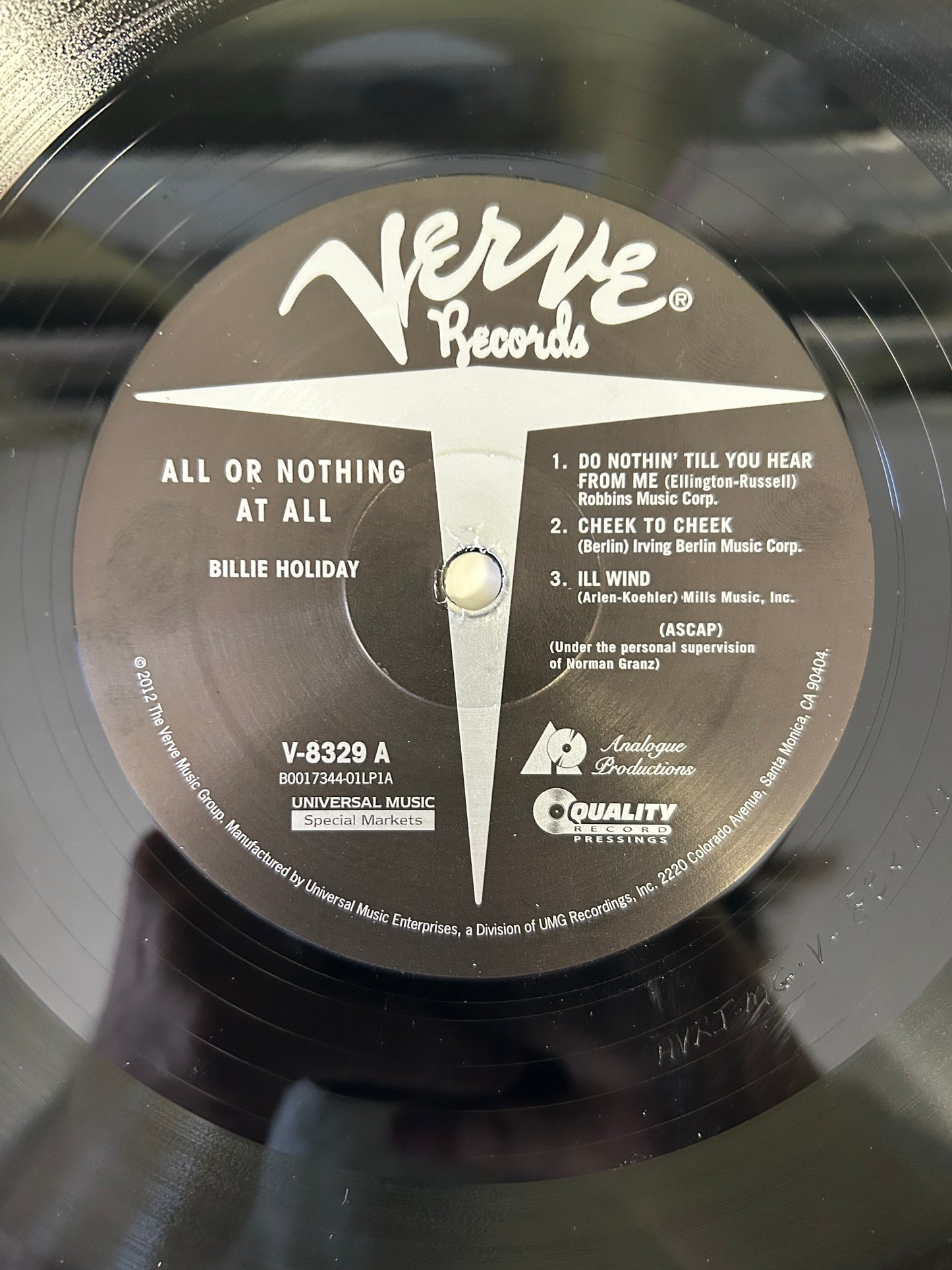 Billie Holiday - All Or Nothing At All 2012 Numbered Analogue Productions Audiophile Press 2lp 45RPM