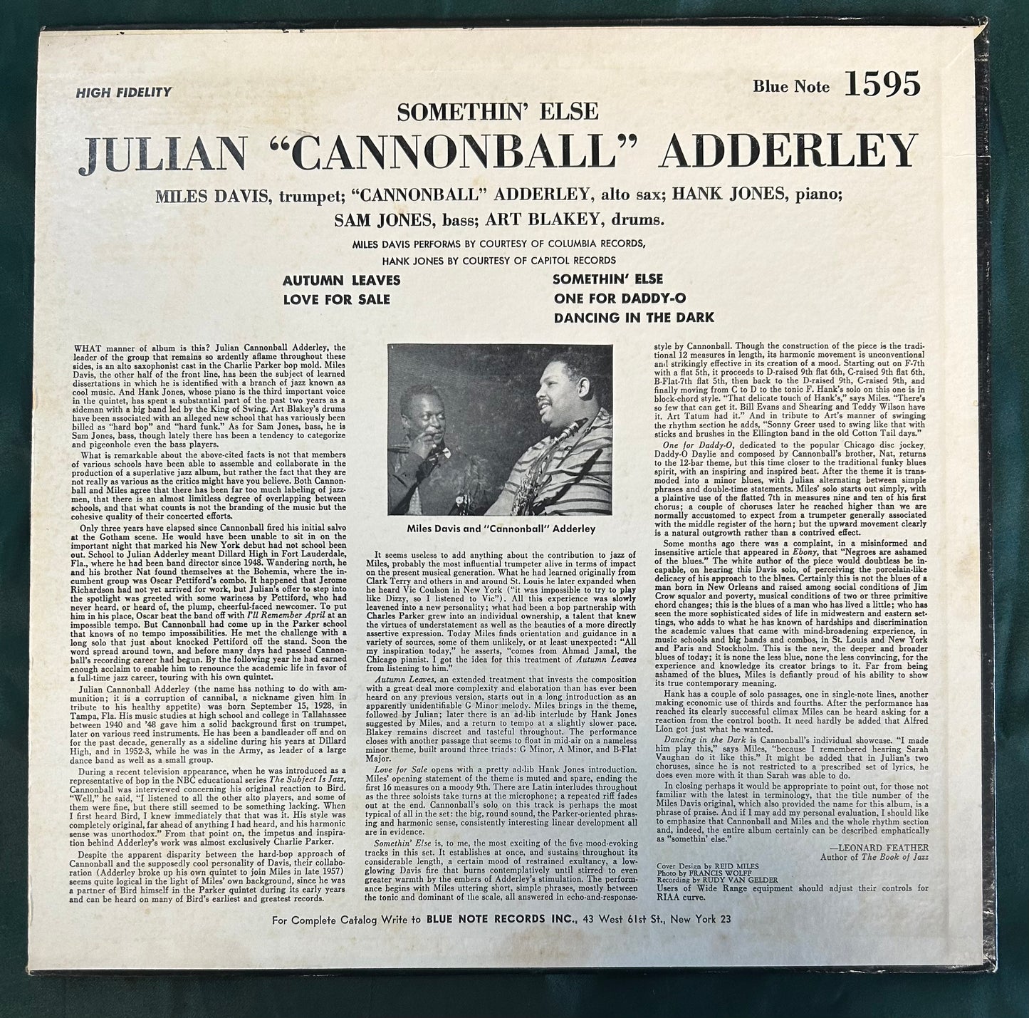 Cannonball Adderley - Somethin’ Else 1964 Stereo Press Blue Note NY Label Ear