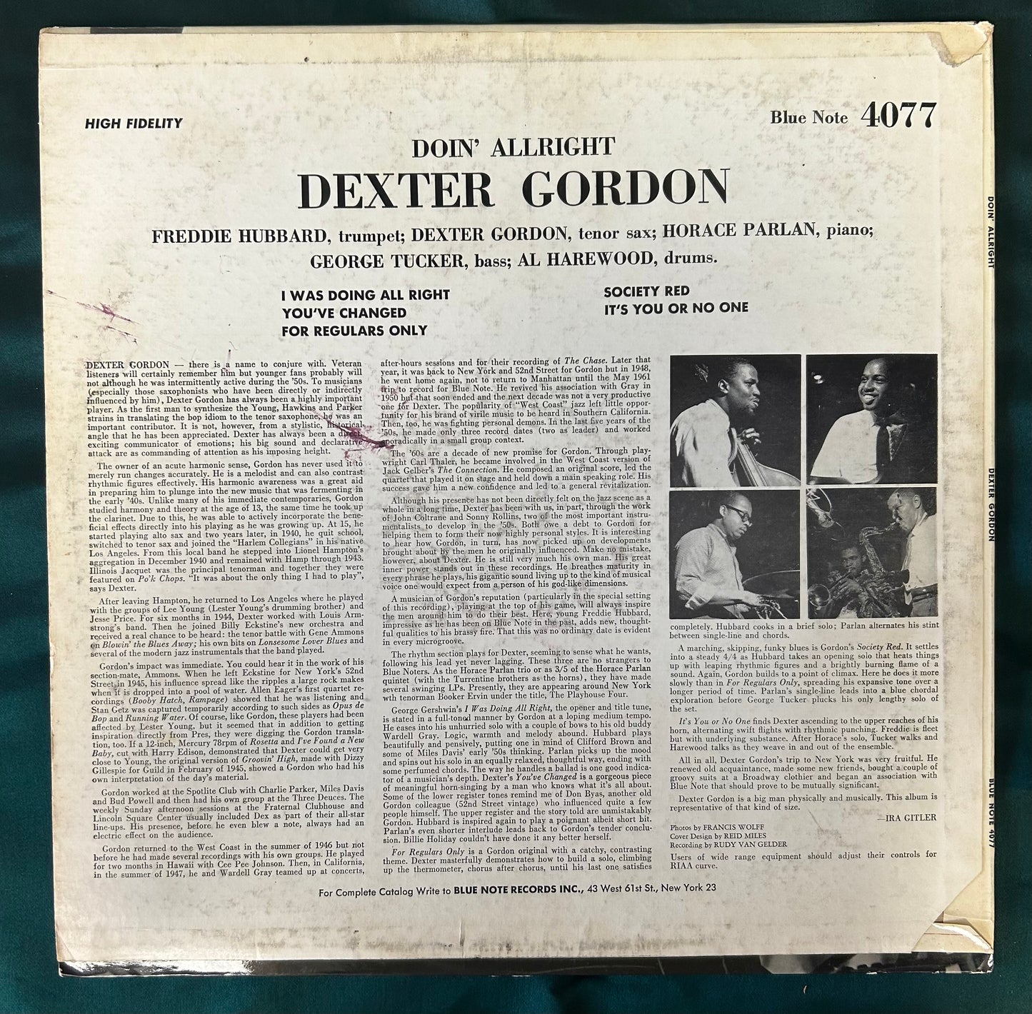 Dexter Gordon - Doin' Alright 1966 Mono Press New York Label