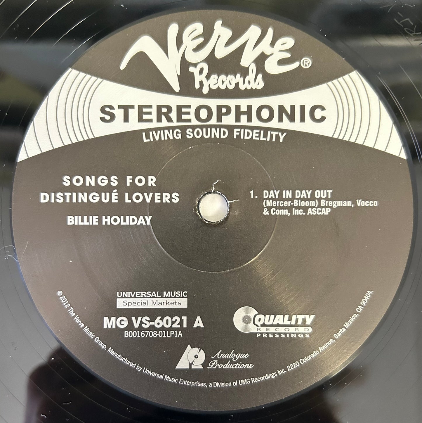 Billie Holiday - Songs For Distingué Lovers Analogue Productions 2012 2lp 45 RPM Audiophile Press