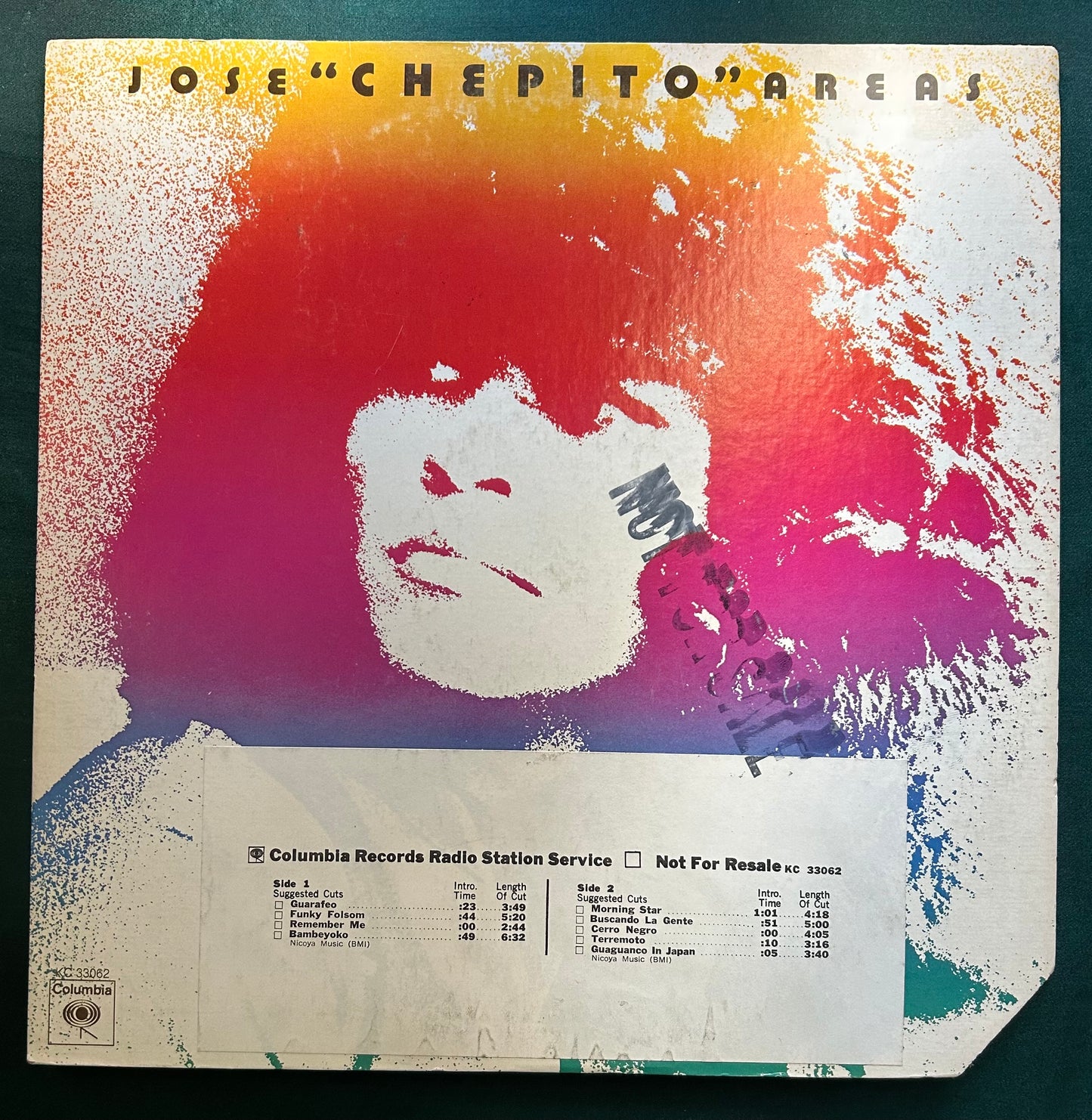 Jose “Chepito” Areas - Self Titled 1st Press 1974 Columbia Salsa / Fusion Promo