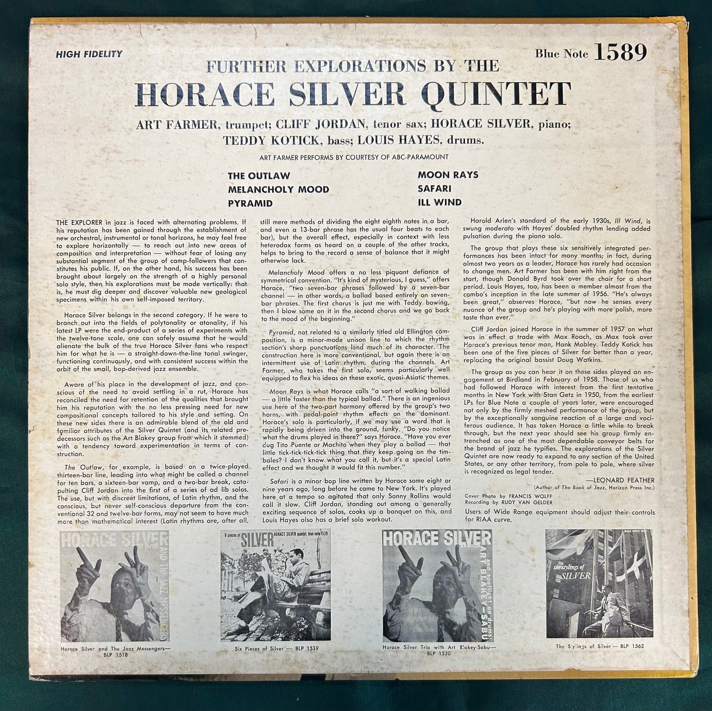 Horace Silver Quintet - Further Explorations 1st Mono Press 1958 Blue Note 1589