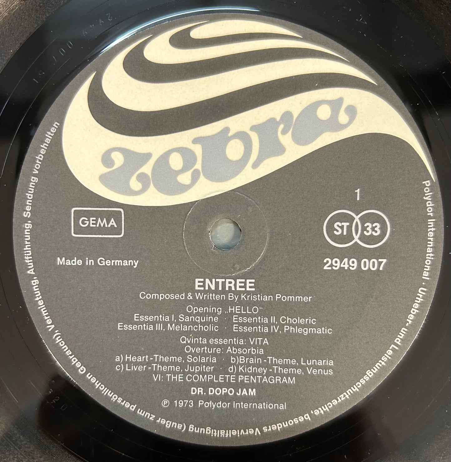 Dr. Dopo Jam - Entree 1st Press 1973 German Zebra Krautrock