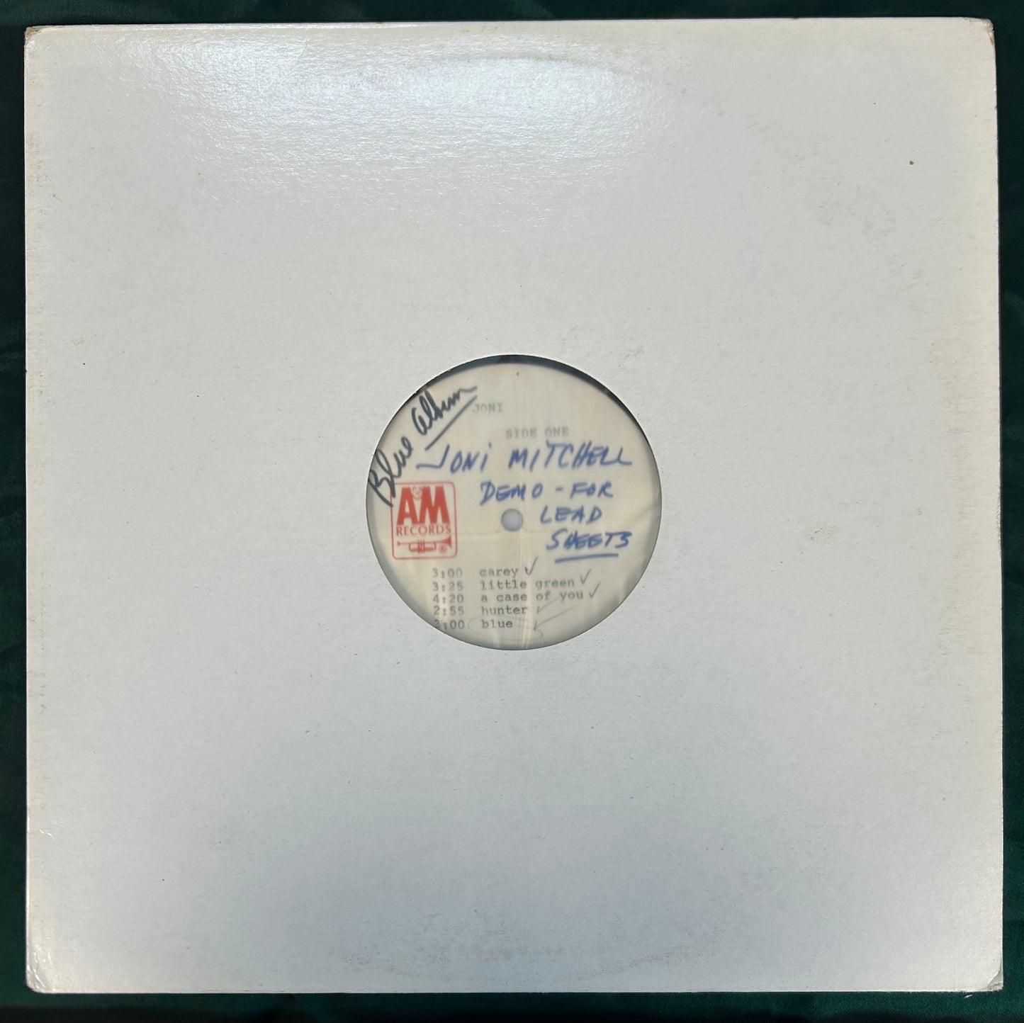 Joni Mitchell - Blue - ACETATE 1971 With 2 Unreleased / Alternate Tracks!