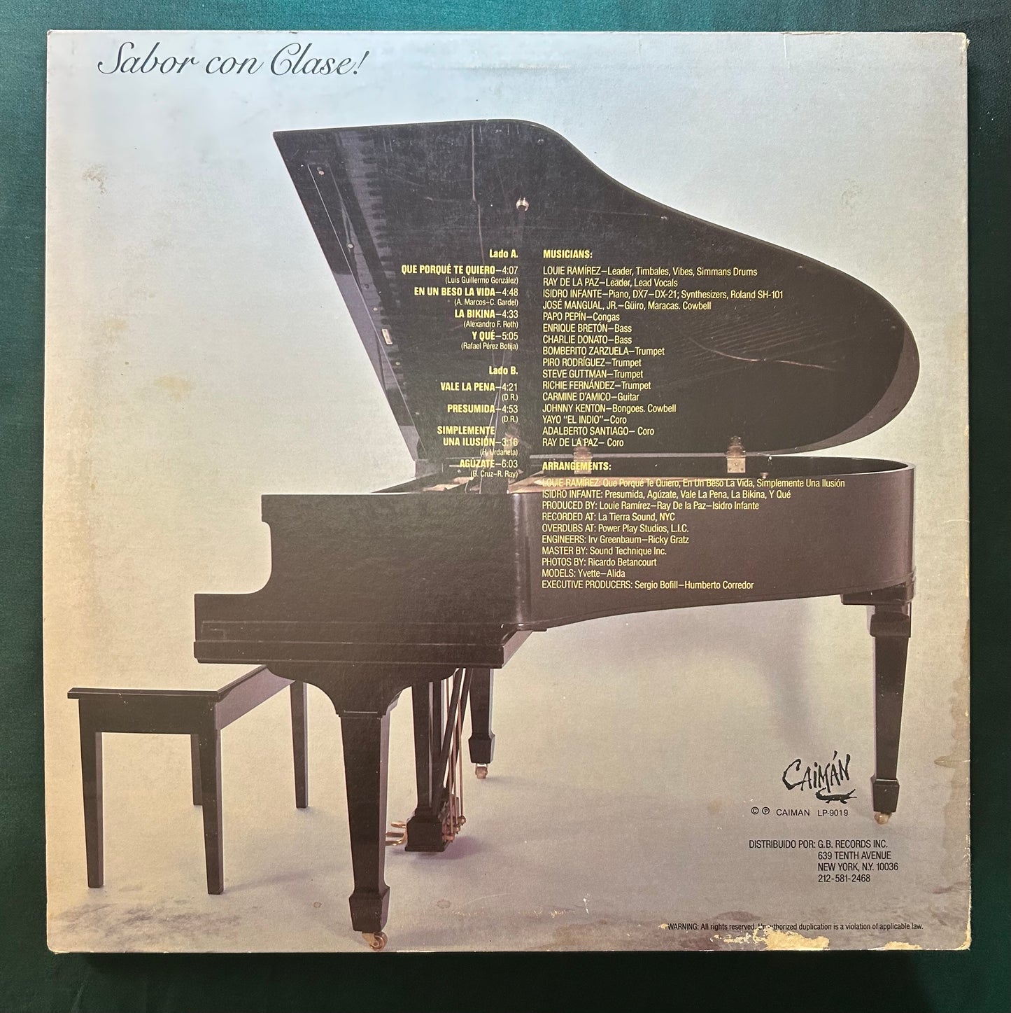 Louie Ramirez - Ray De La Paz - Sabor Con Clase 1st Press Caiman 1986 Salsa / Bolero / Latin Jazz