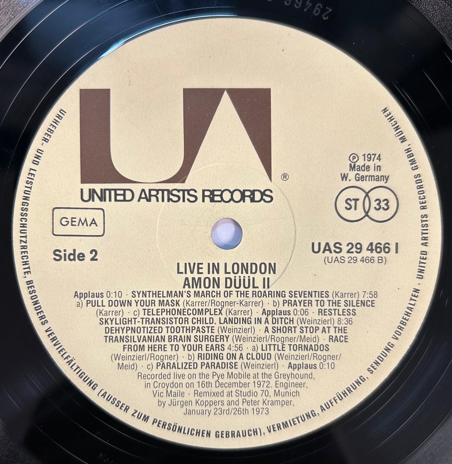 Amon Duul II - Live In London 1st Press Germany 1974 UA Krautrock