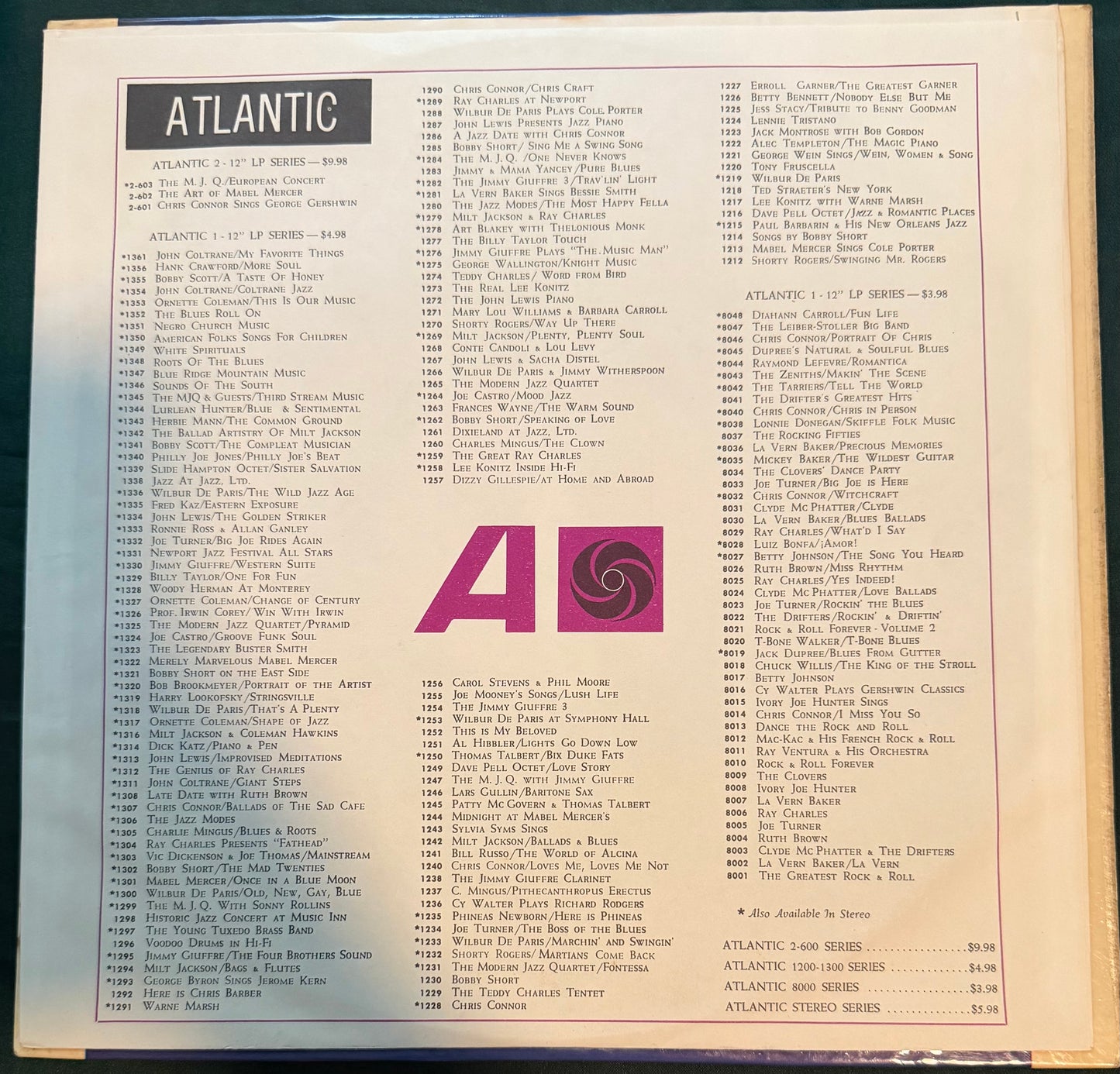 John Coltrane - Coltrane Jazz 1st Press 1961 Atlantic Mono Plum Label