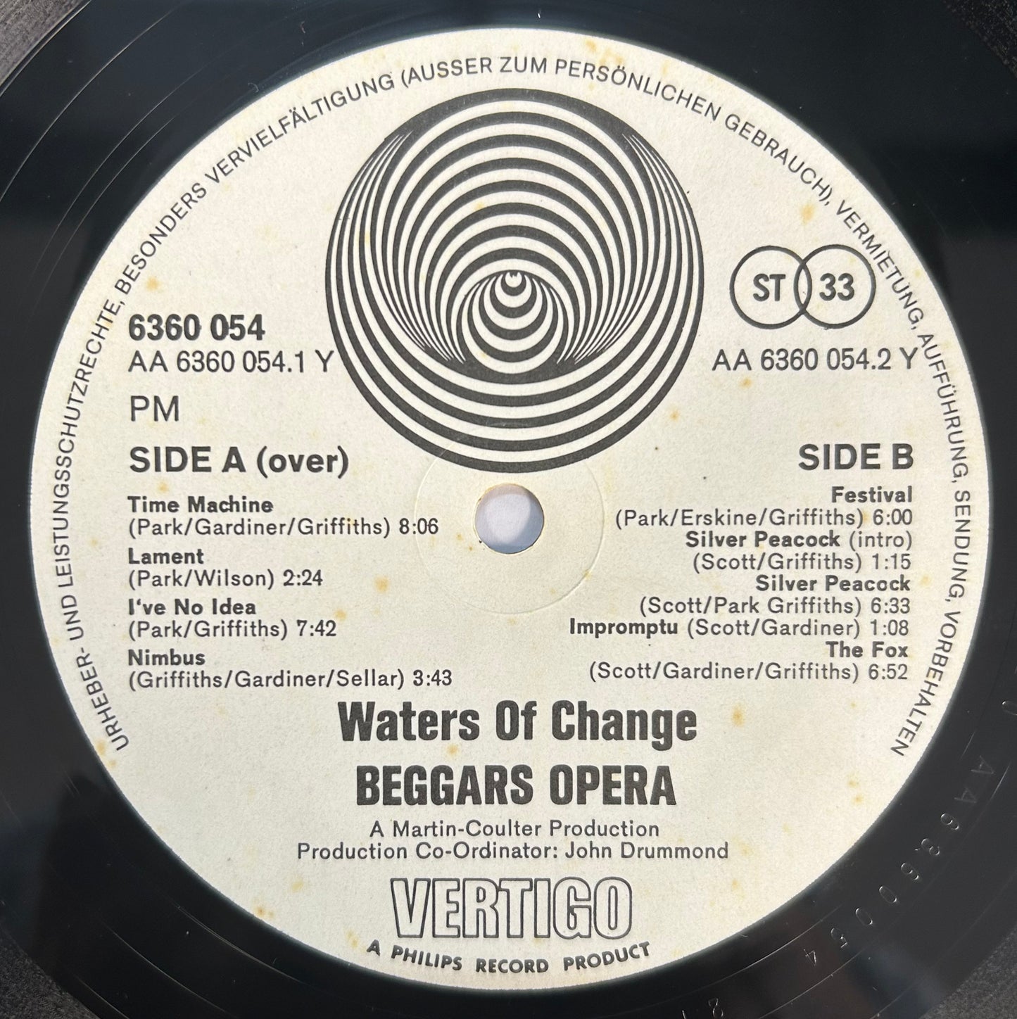 Beggars Opera - Waters Of Change 1st Press Germany 1971 Vertigo Swirl Prog