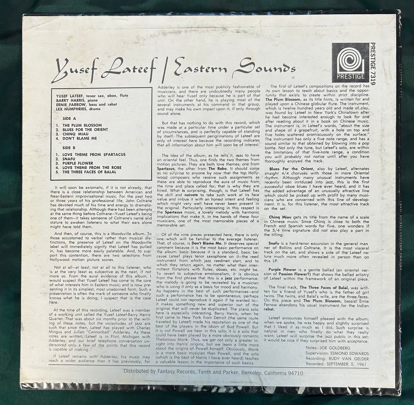 Yusef Lateef - Eastern Sounds 1972 Green Trident Repress Prestige