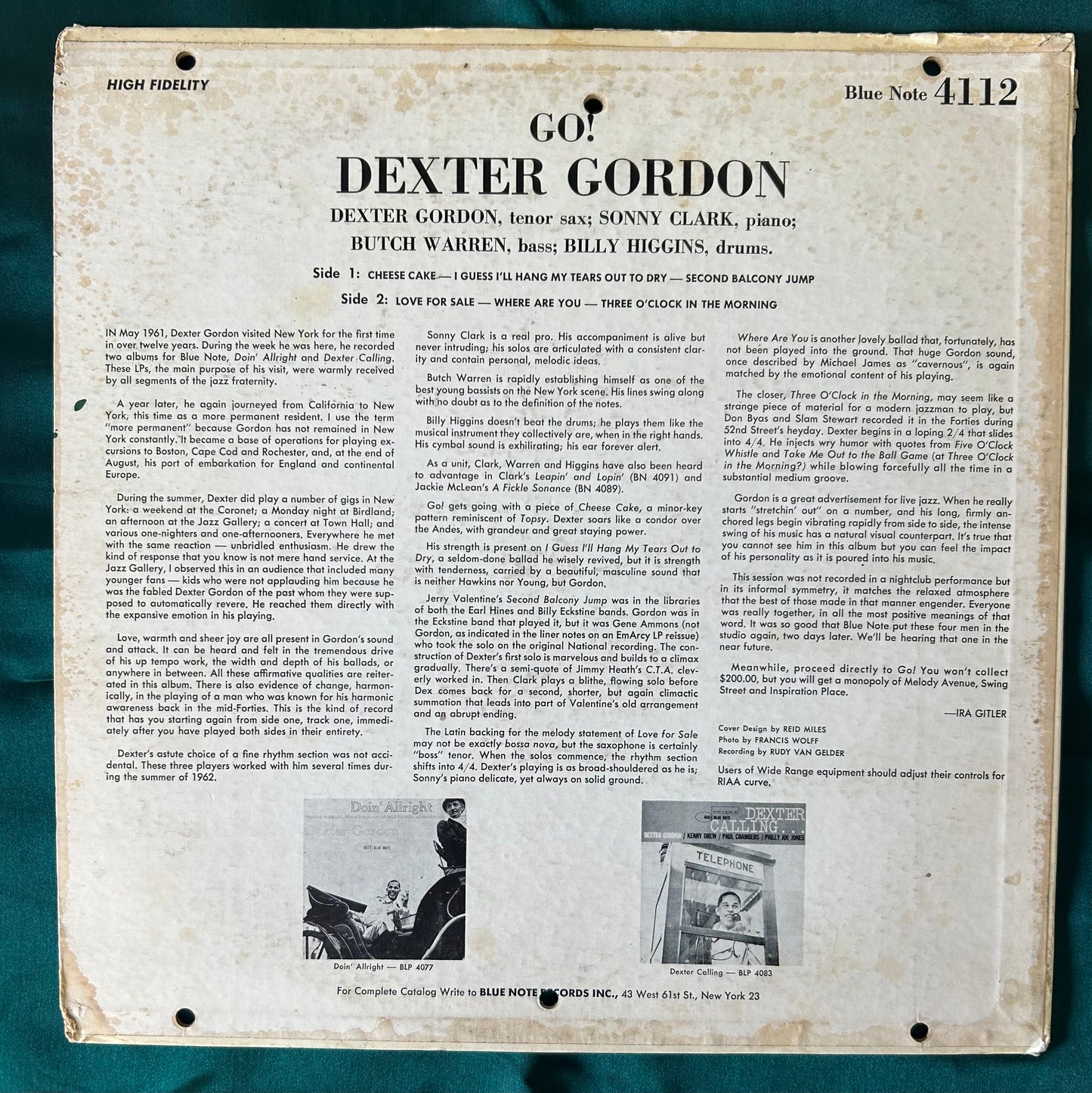 Dexter Gordon - Go 1st Mono Press 1962 Blue Note