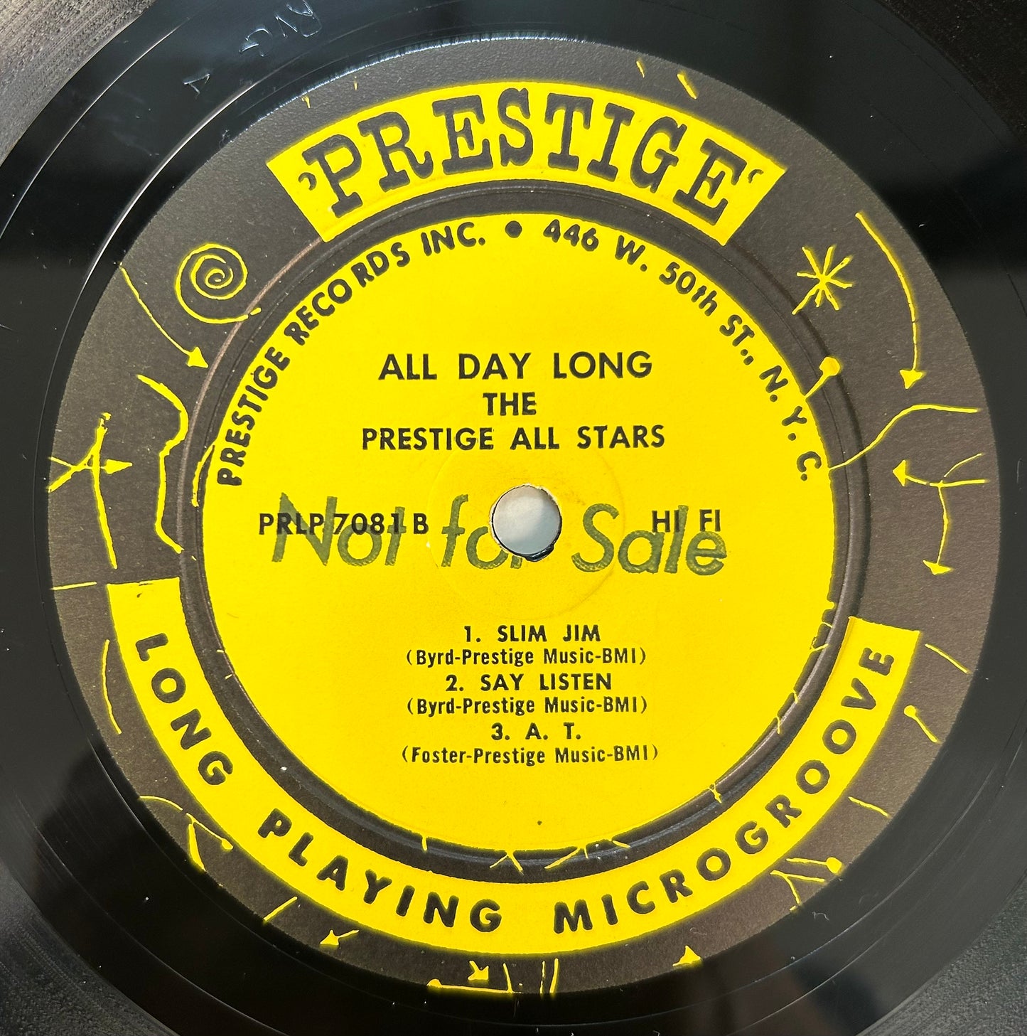 Prestige All Stars - All Day Long 1st Mono Press 1957 Prestige 50th St. PROMO
