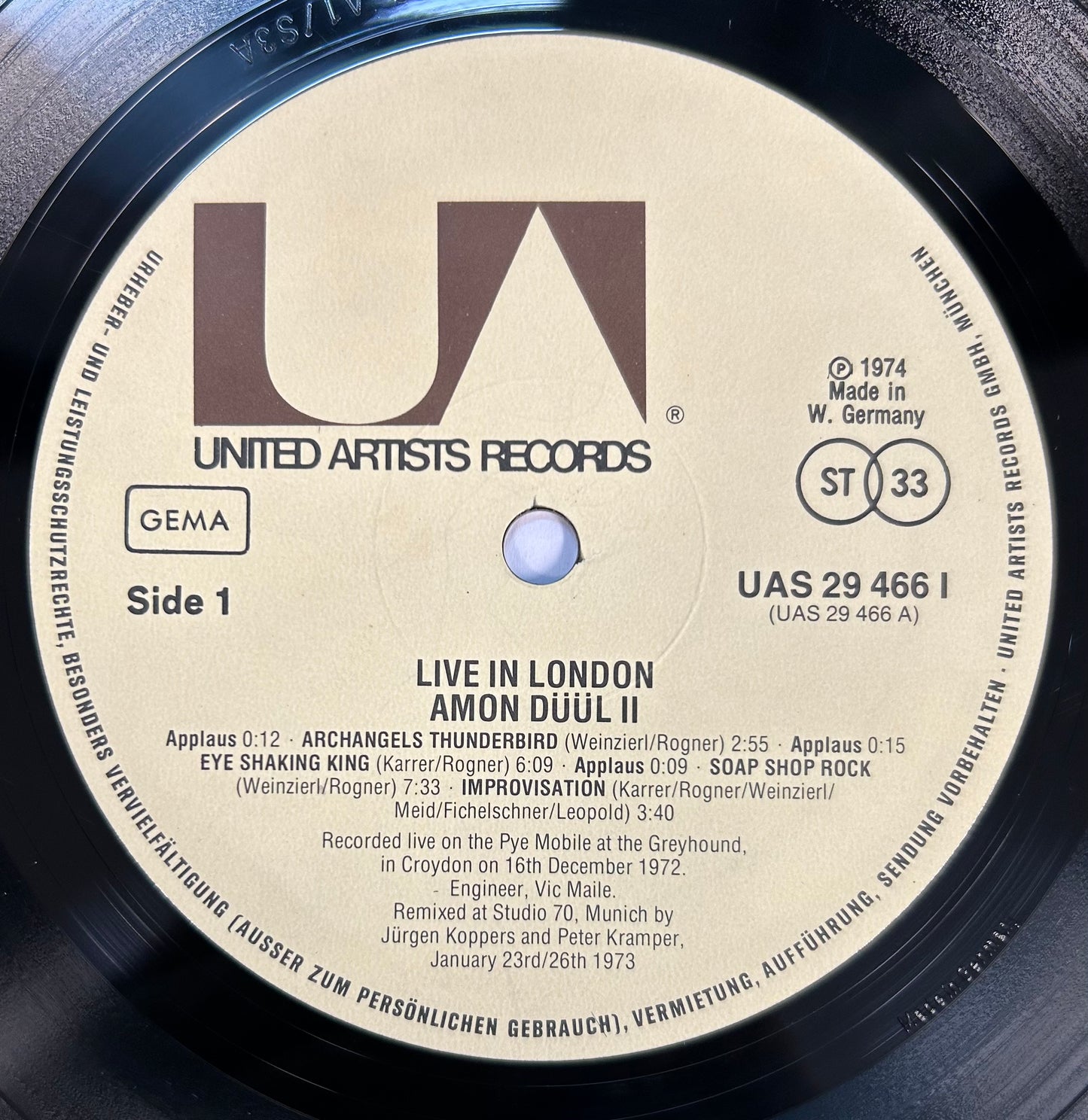 Amon Duul II - Live In London 1st Press Germany 1974 UA Krautrock