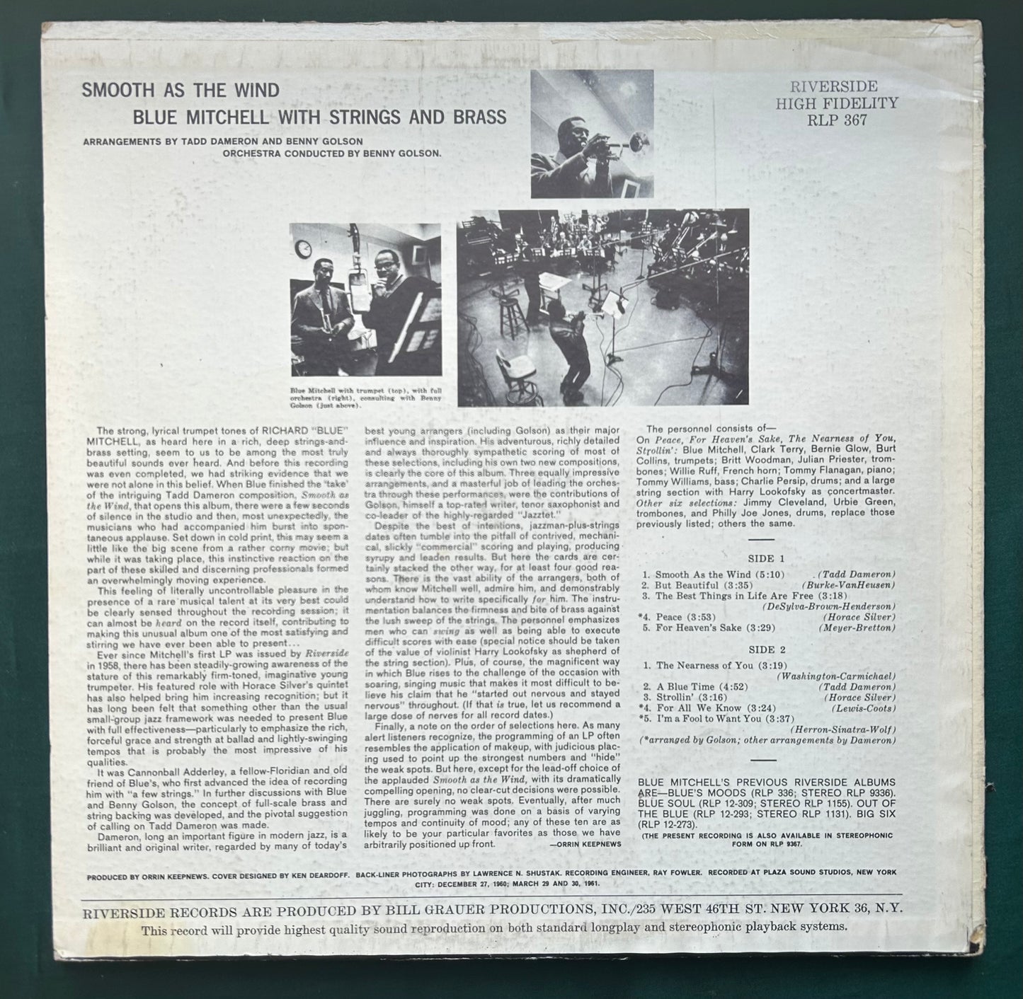 Blue Mitchell - Smooth As The Wind 1961 2nd Mono press Riverside