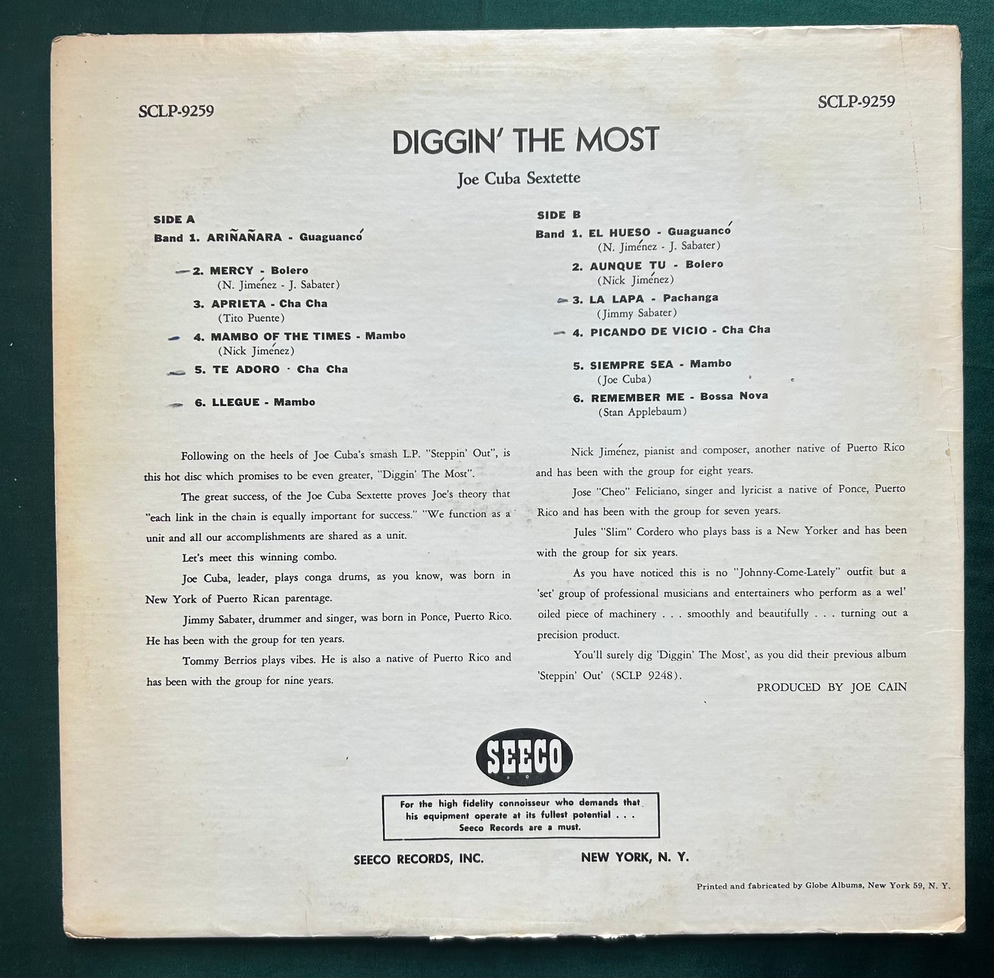 Joe Cuba Sextette - Diggin' The Most 60's Stereo Press Seeco Salsa