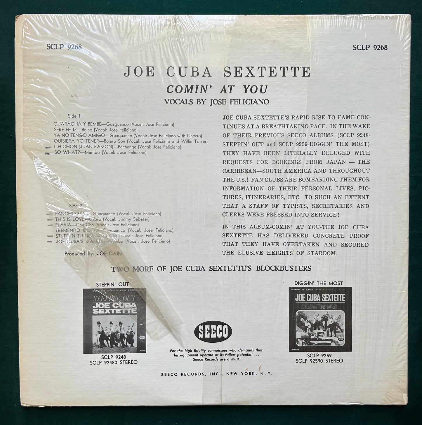 Joe Cuba Sextette - Comin' At You Early 70's Stereo Press Seeco Salsa/Mambo