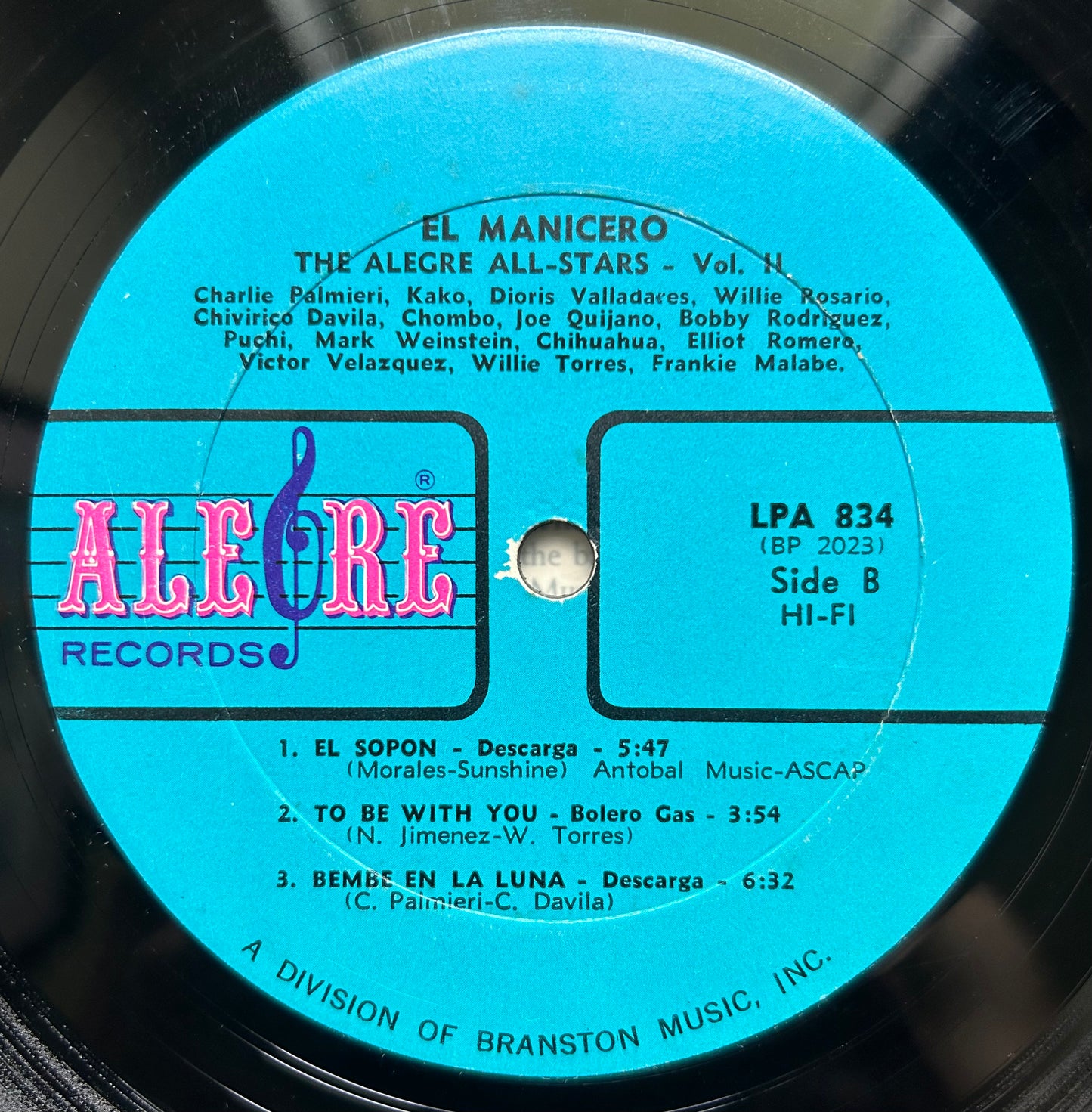 Alegre All-Stars - Vol. 2 El Manicero 2nd Mono Press 1966 Alegre Blue Label
