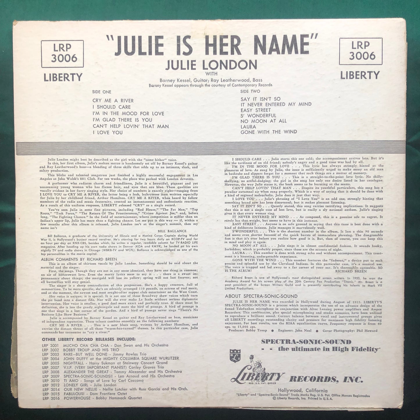 Julie London - Julie Is Her Name 1956 Mono Liberty