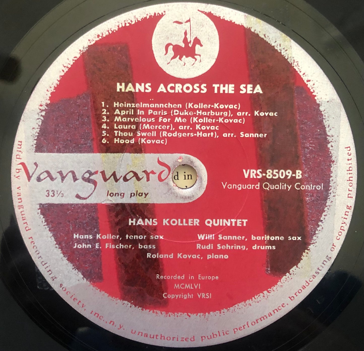 Hans Koller Quintet - Hans Across the Sea 1956 Vanguard European Jazz