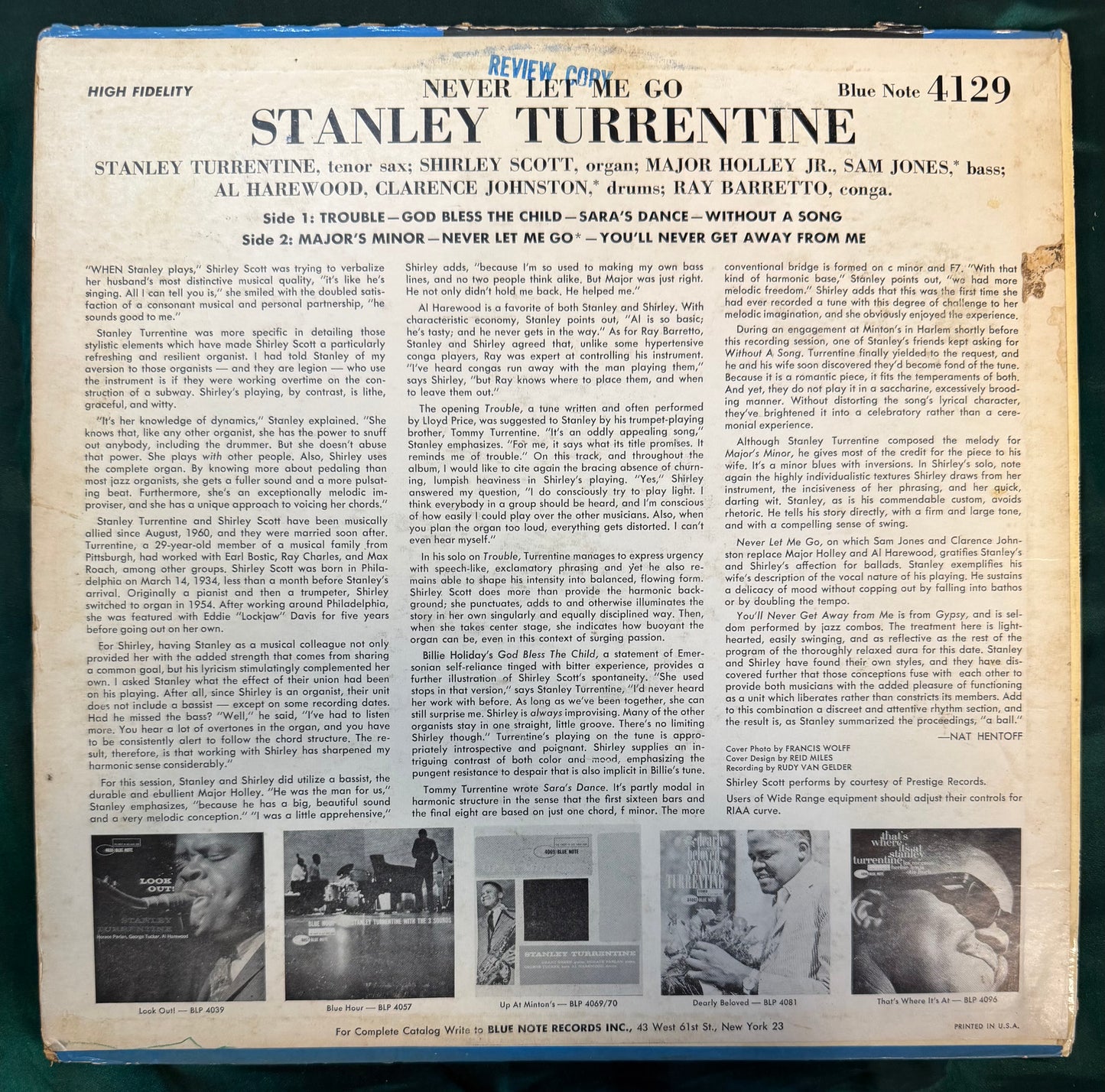Stanley Turrentine - Never Let Me Go 1st Mono Press Blue Note 1963