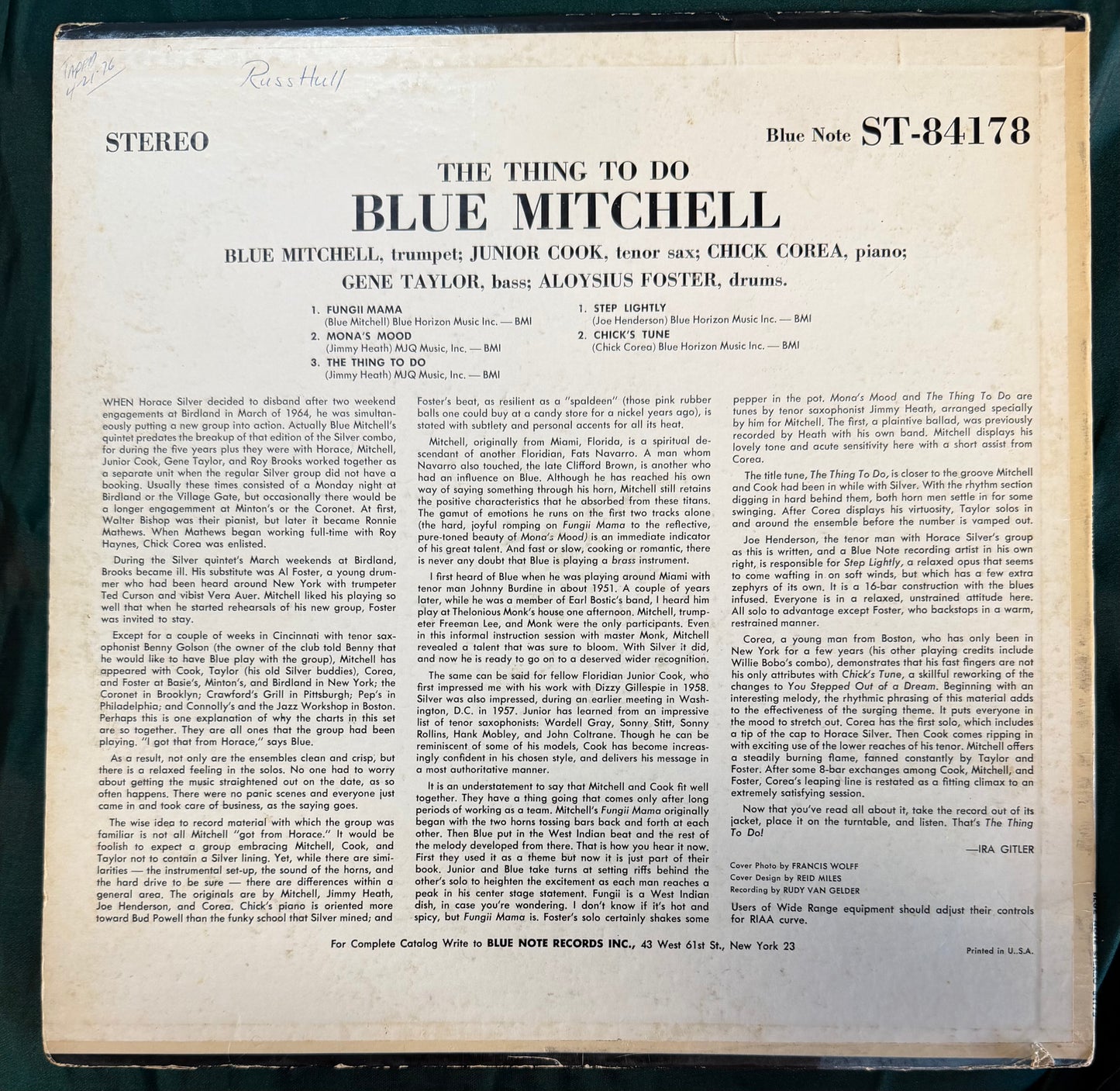 Blue Mitchell - The Thing To Do 1st Press Blue Note 1965 Stereo