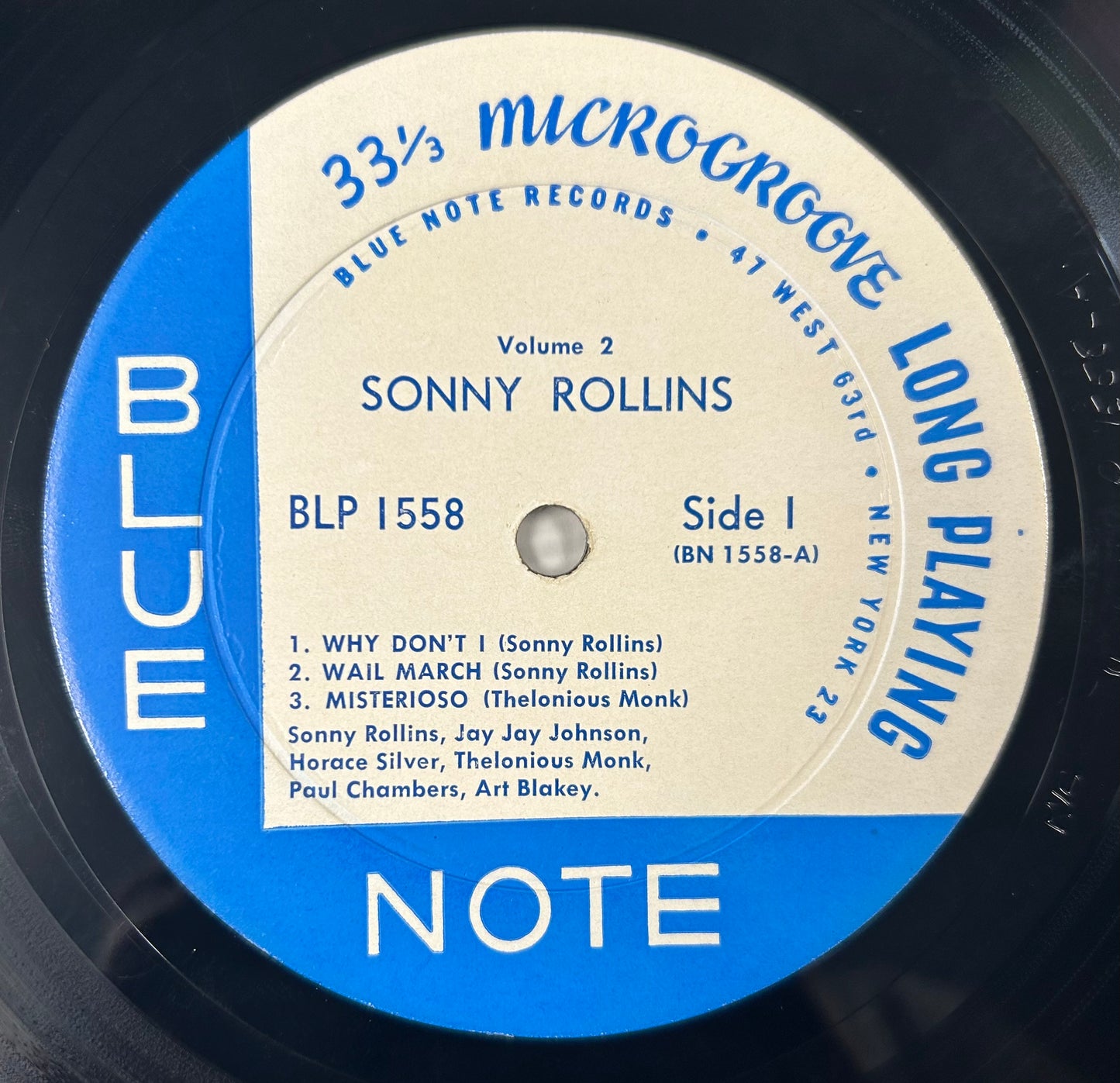 Sonny Rollins - Volume 2 Blue Note 1558 1st Press 1958 47 West 63rd New York 23