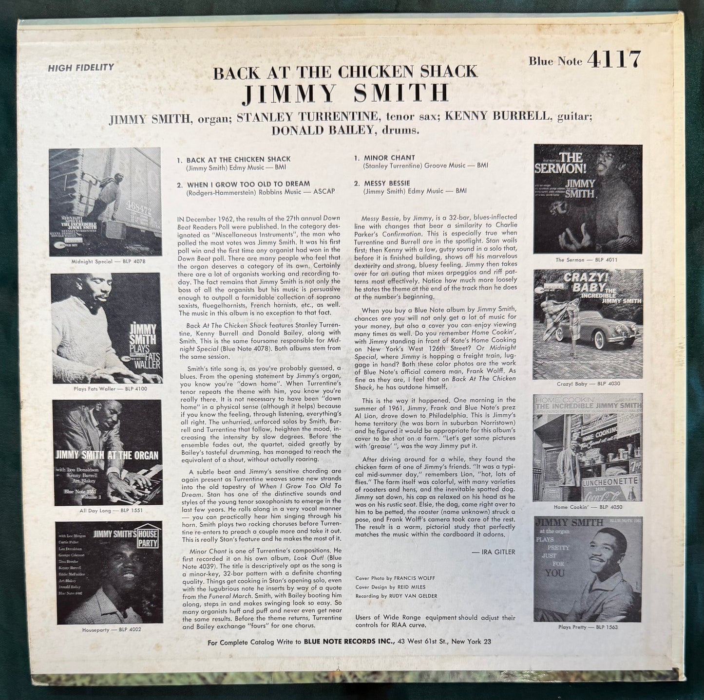Jimmy Smith - Back At The Chicken Shack 1st Press 1963 Blue Note "p" Van Gelder