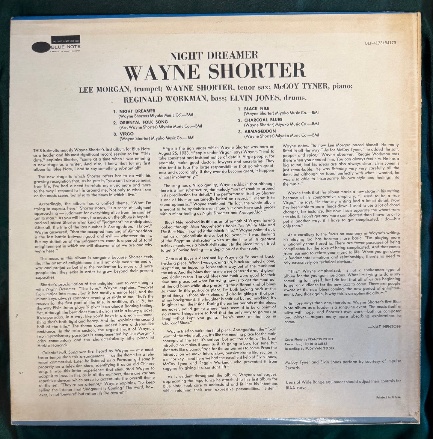 Wayne Shorter - Night Dreamer Blue Note 1973 Repress Van Gelder Black "b"