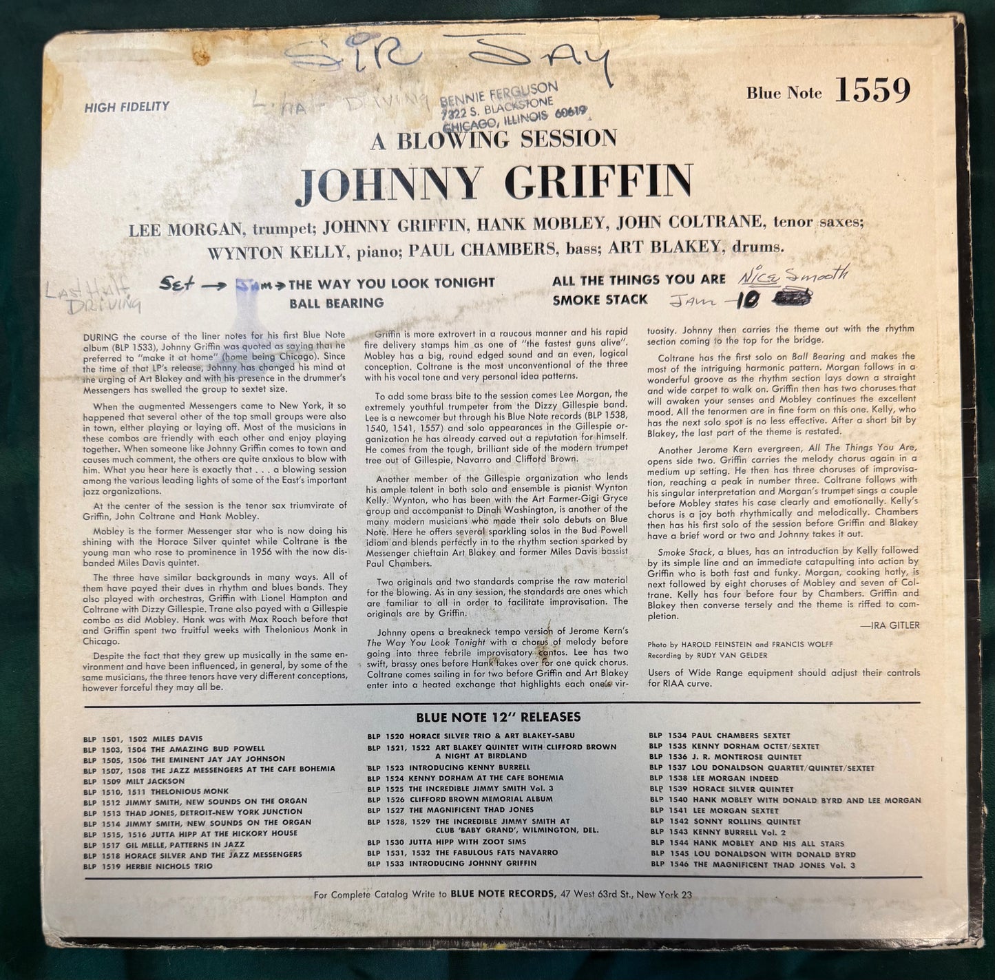 Johnny Griffin - Vol 2. Blue Note 1559 UA 1972 Press