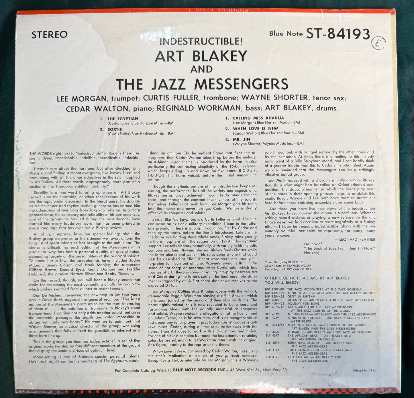 Art Blakey & The Jazz Messengers - Indestructible 1st Stereo Press 1966 NY