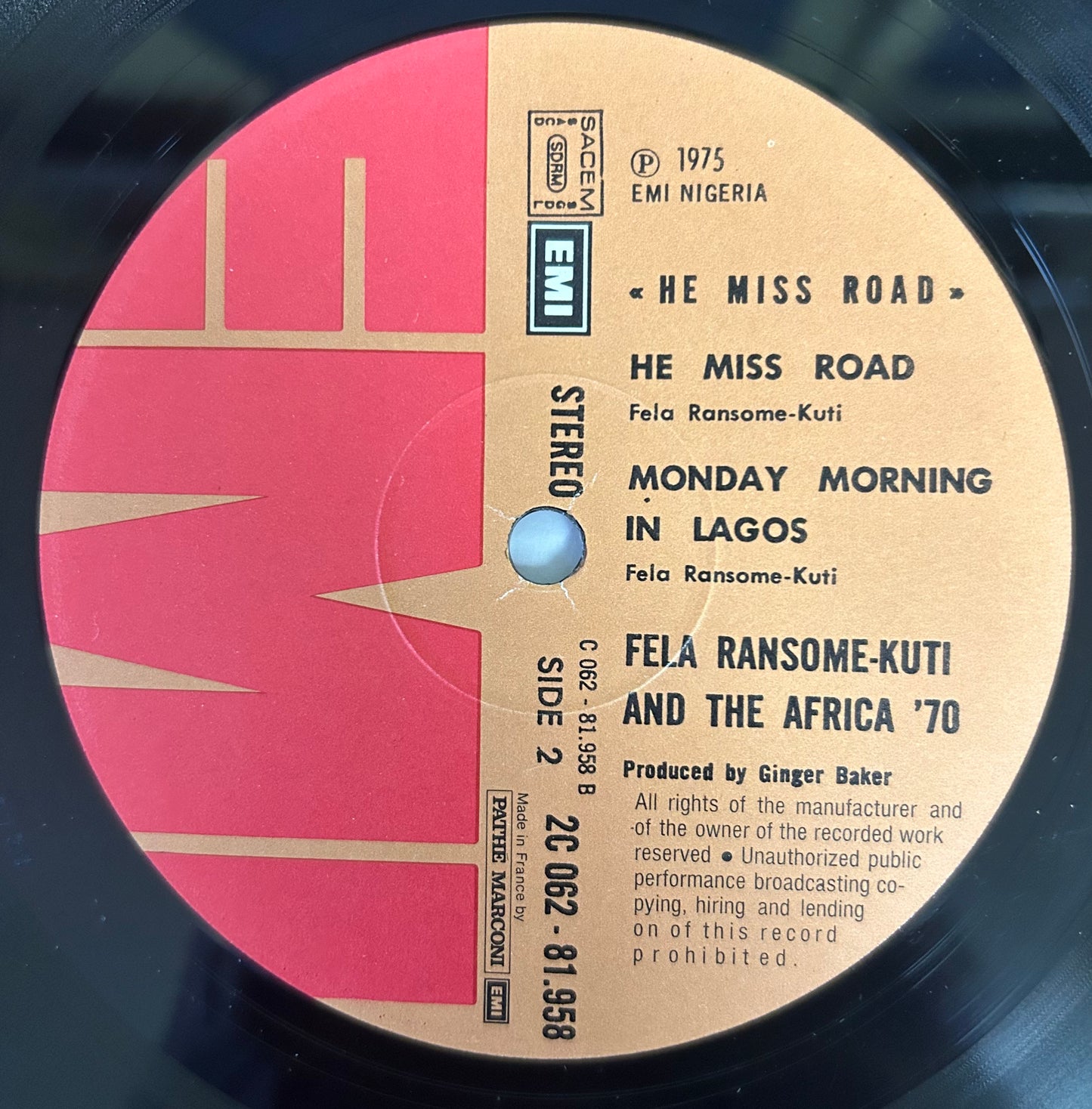Fela Kuti & The Africa 70 - He Miss Road 1st French Press 1975 EMI