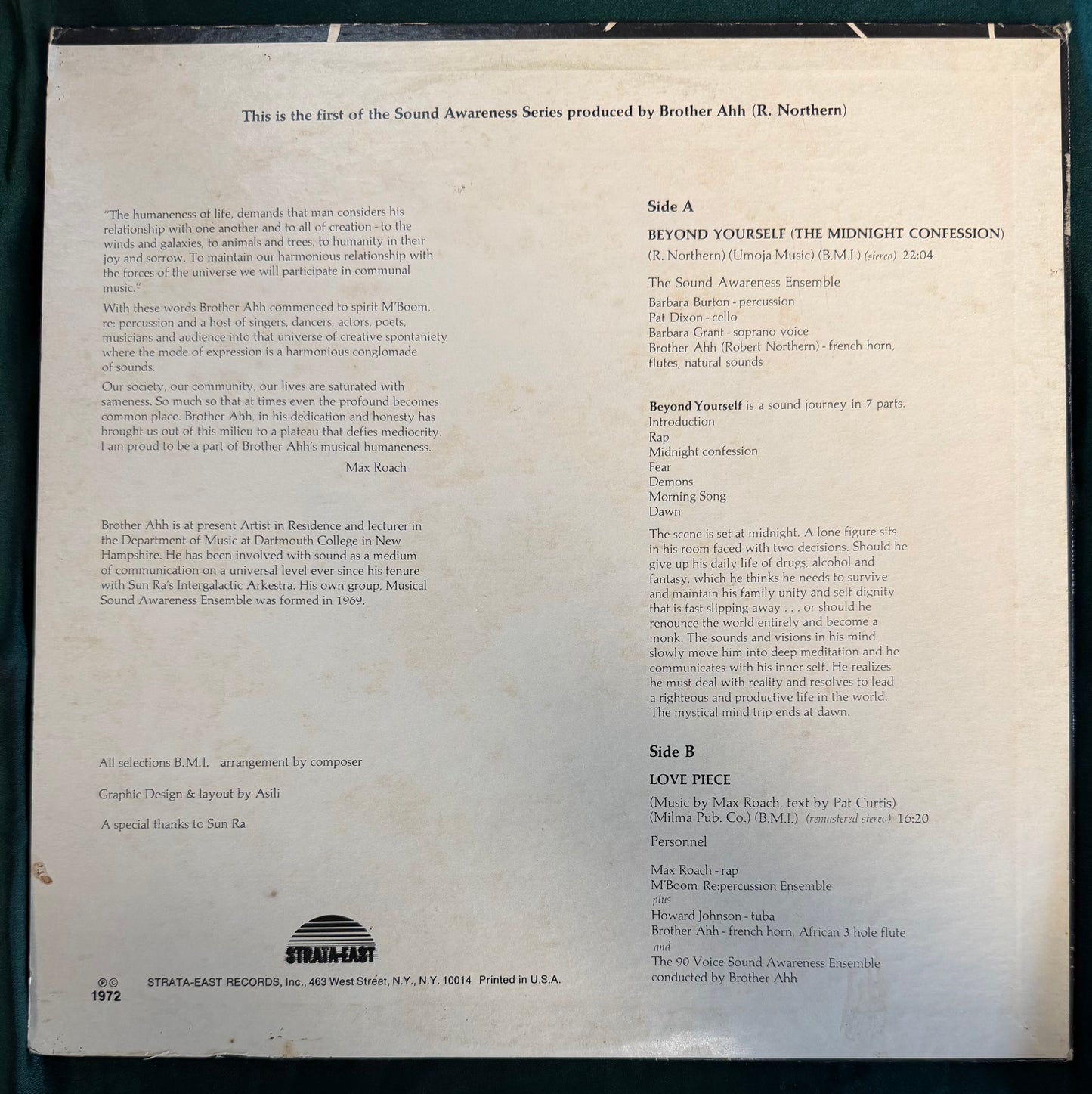 Brother Ahh - Sound Awareness 1st Press Strata East 1973