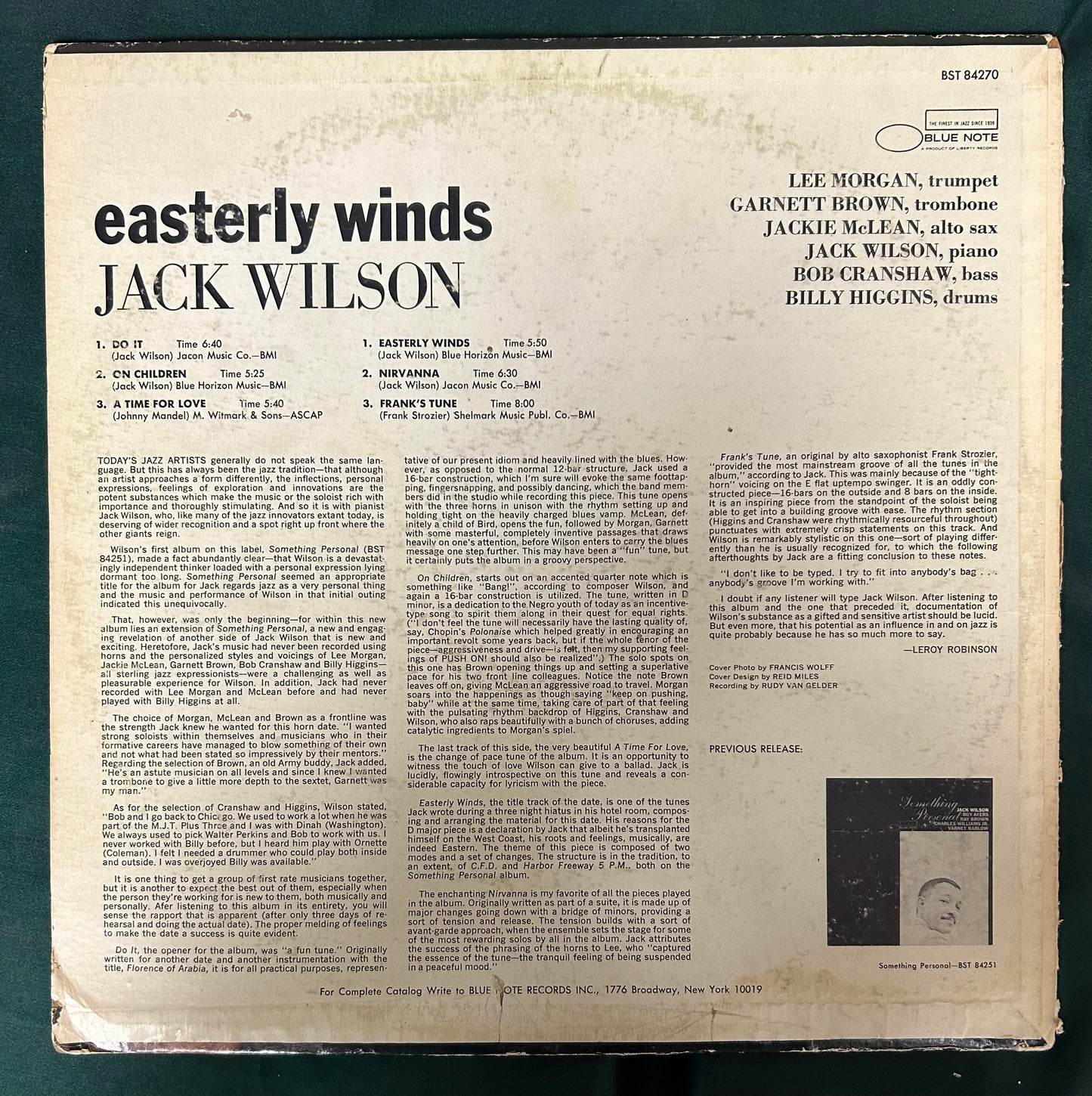 Jack Wilson - Easterly Winds 1st Press Stereo 1968 Blue Note Van Gelder