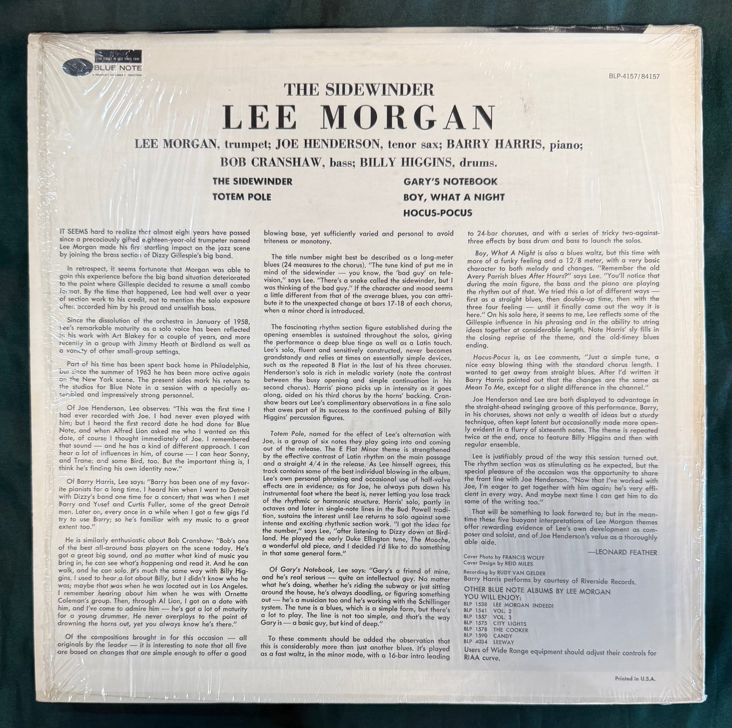 Lee Morgan - The Sidewinder 1973 Blue Note Repress Van Gelder