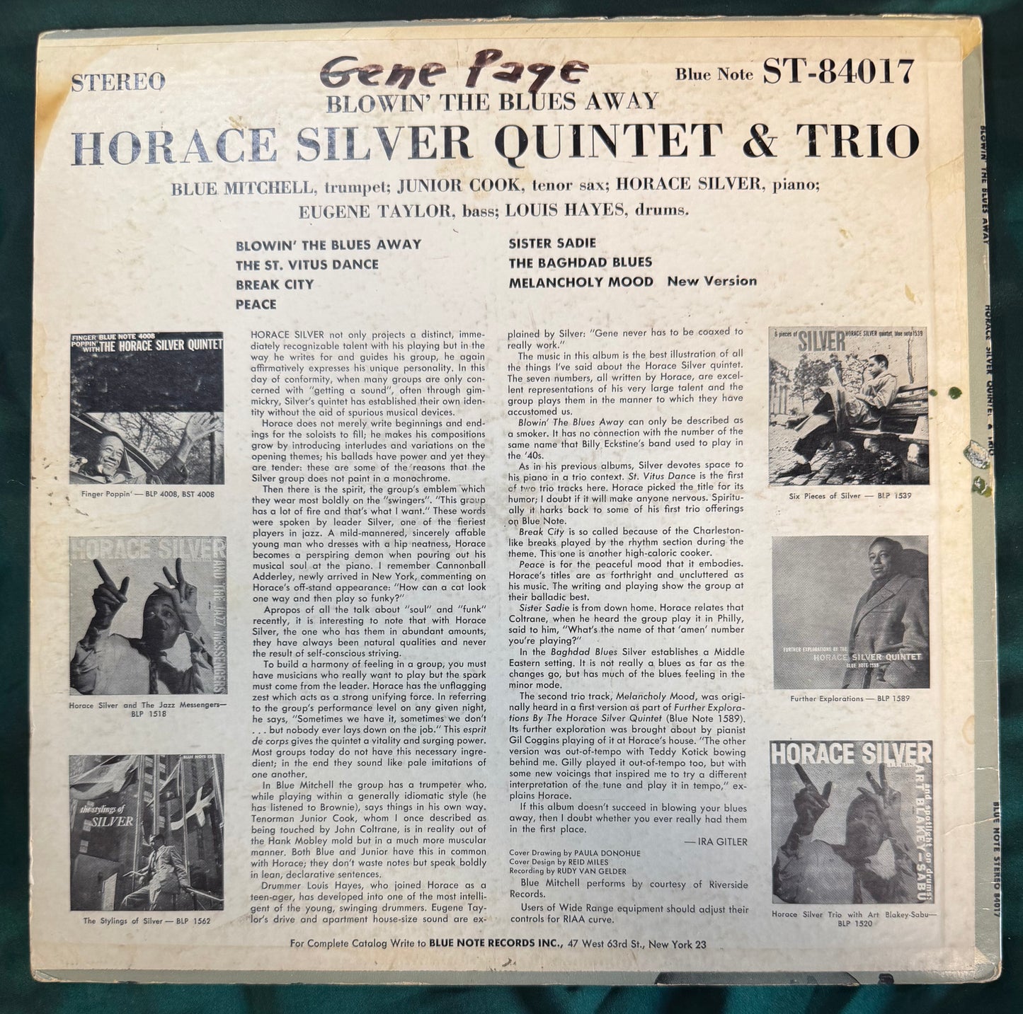 Horace Silver - Blowin' The Blues Away 1964 Stereo NY Label Blue Note RVG