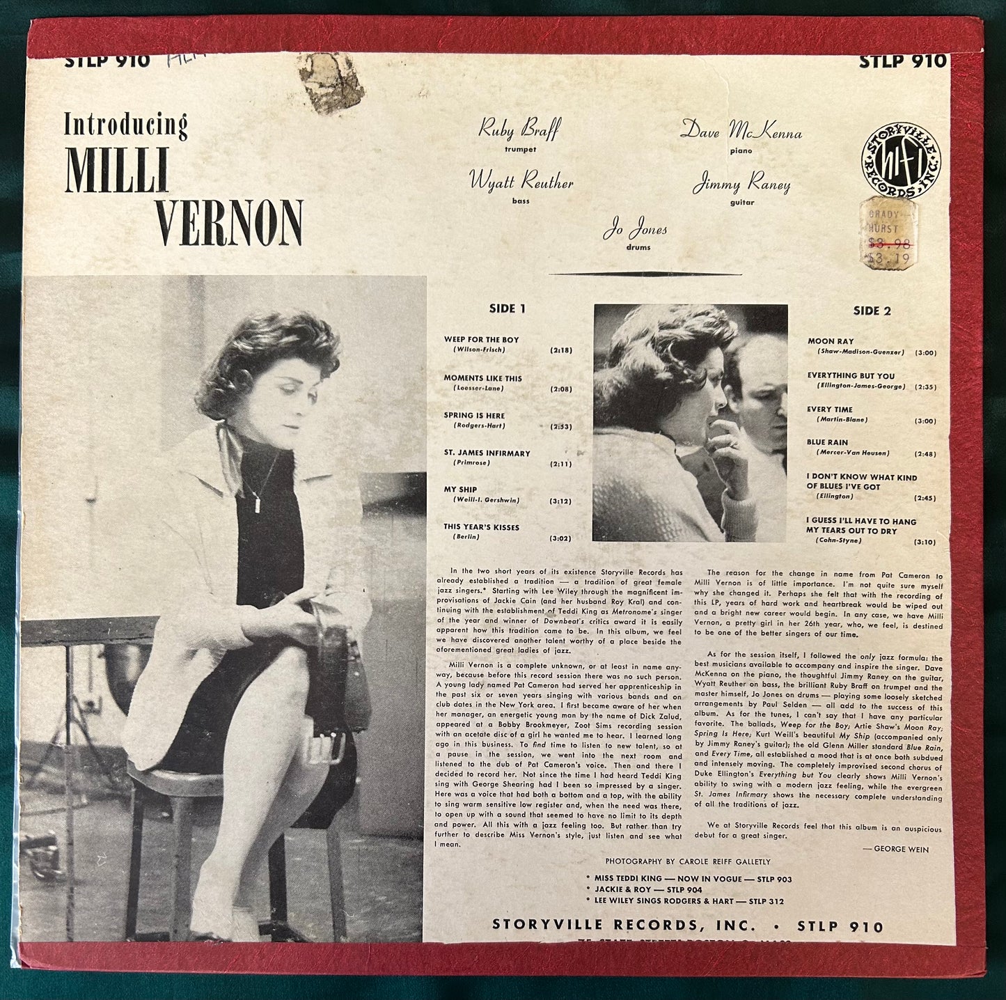 Milli Vernon - Introducing Milli Vernon 1st Press Storyville 1956 Rare Vocal Jazz