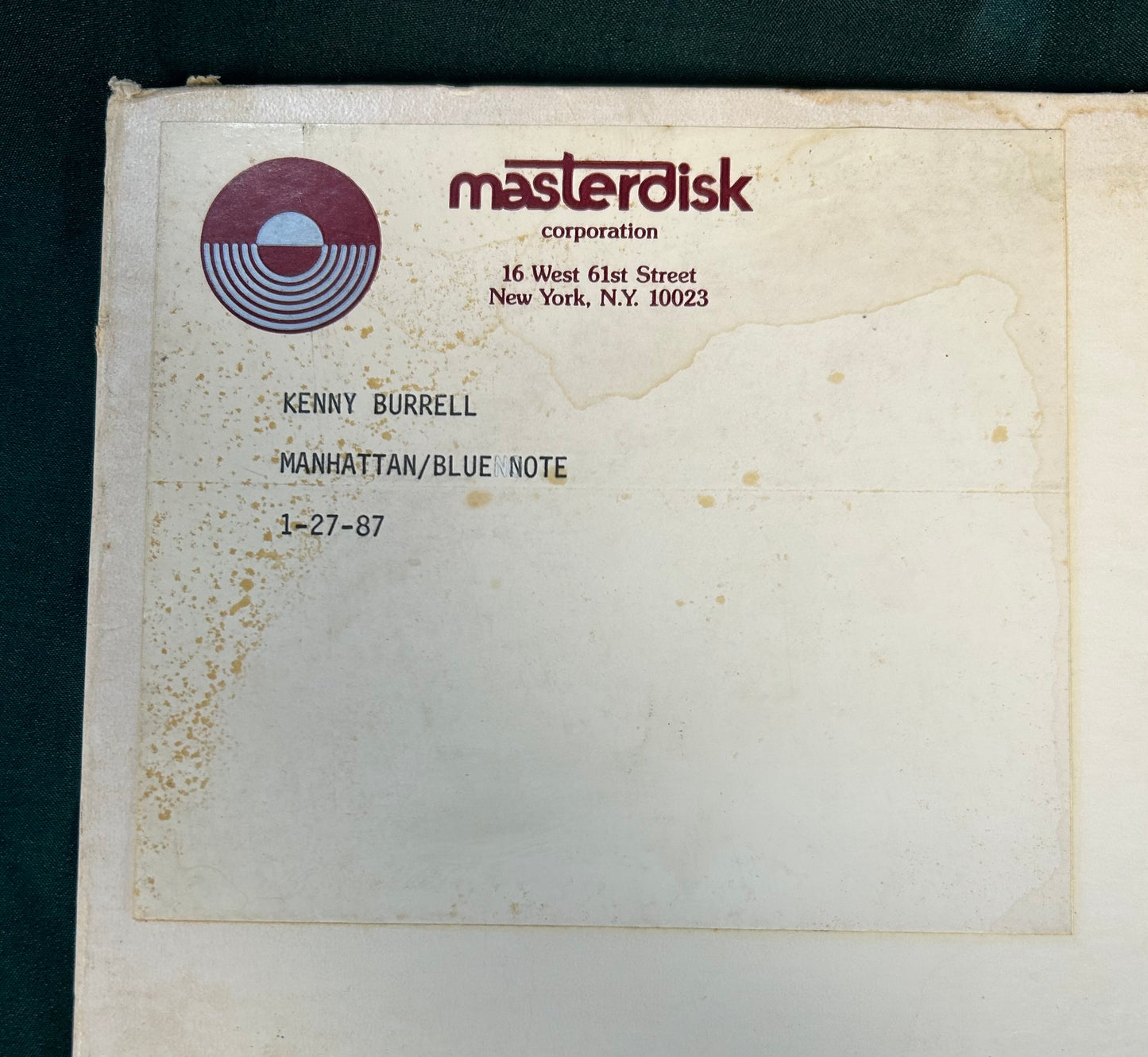 Kenny Burrell - 1987 "Generation" 2 Disc Blue Note Acetate Masterdisk