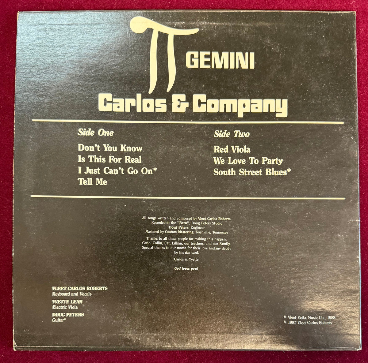 Carlos & Company - Gemini Rare Private Press 1987 Orlando Boogie / Soul