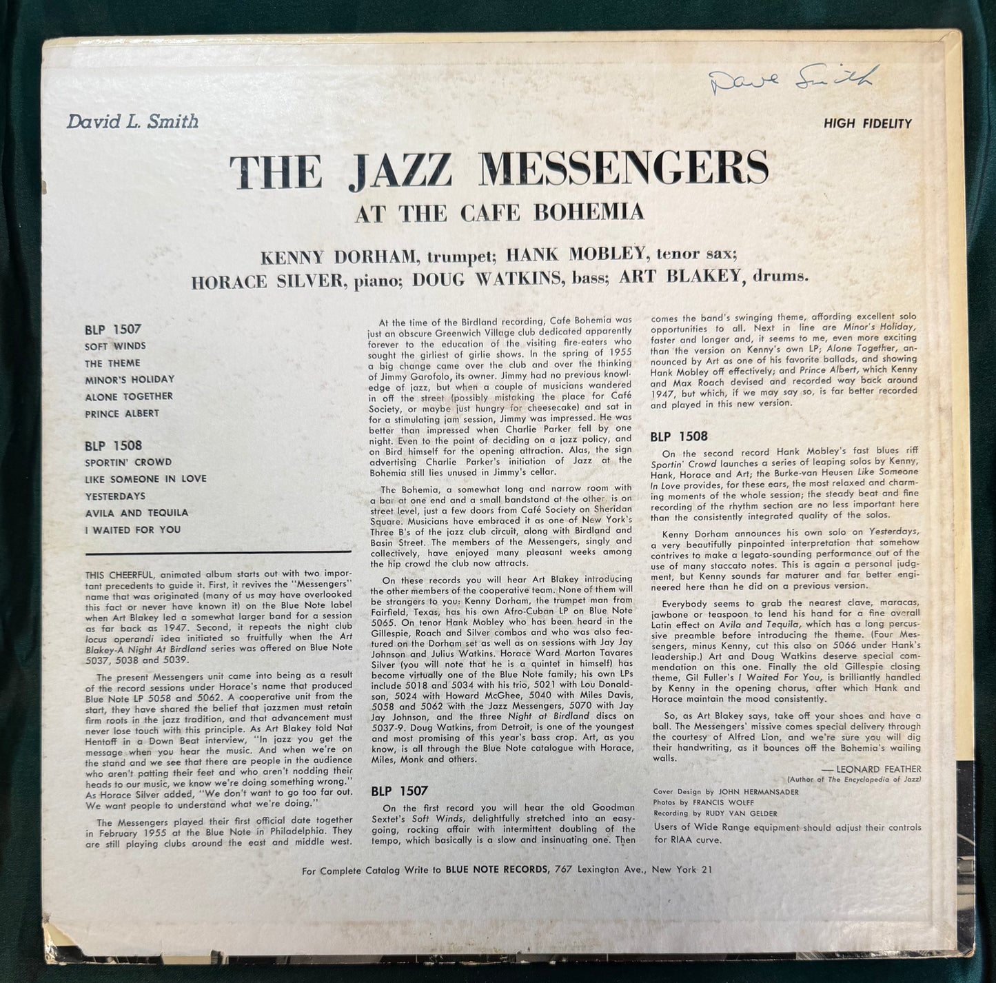 Art Blakey And The Jazz Messengers - At The Cafe Bohemia Volume Two 1st Press 1956 Blue Note Lexington Ave