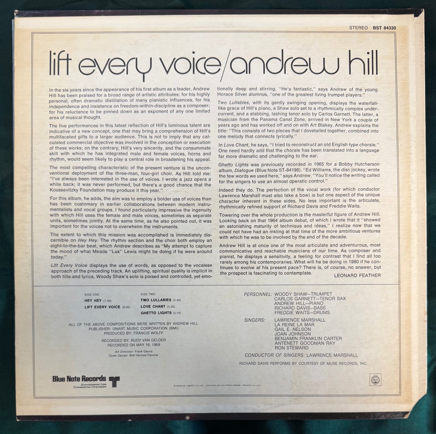 Andrew Hill - Lift Every Voice 1st Press 1970 Blue Note Van Gelder