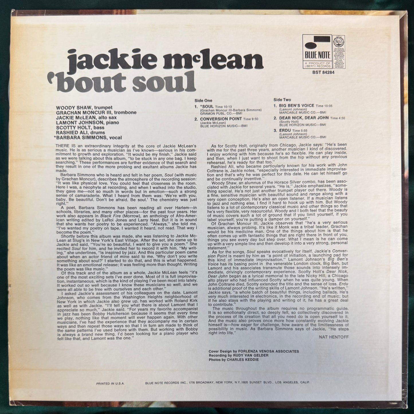 Jackie McLean - 'Bout Soul 1st Press 1968 Blue Note Liberty