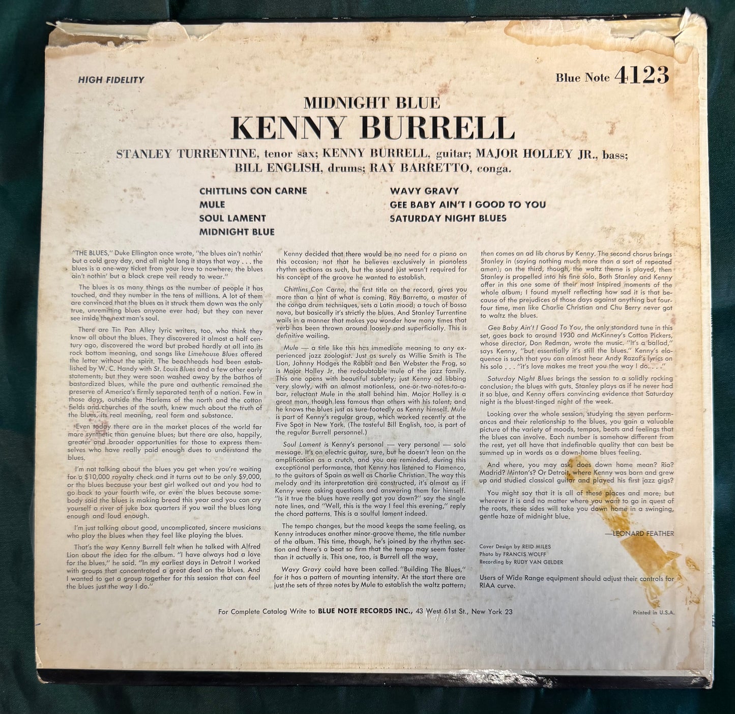 Kenny Burrell - Midnight Blue 1st Press 1963 Blue Note Mono (Starter Copy)