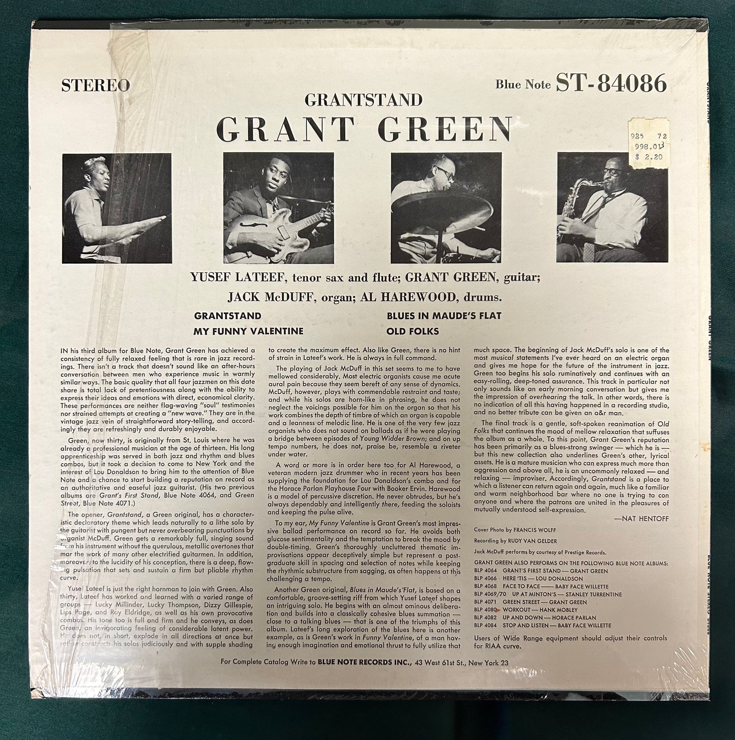 Grant Green - Grantstand 2nd Press Stereo 1966 New York Label Liberty RVG