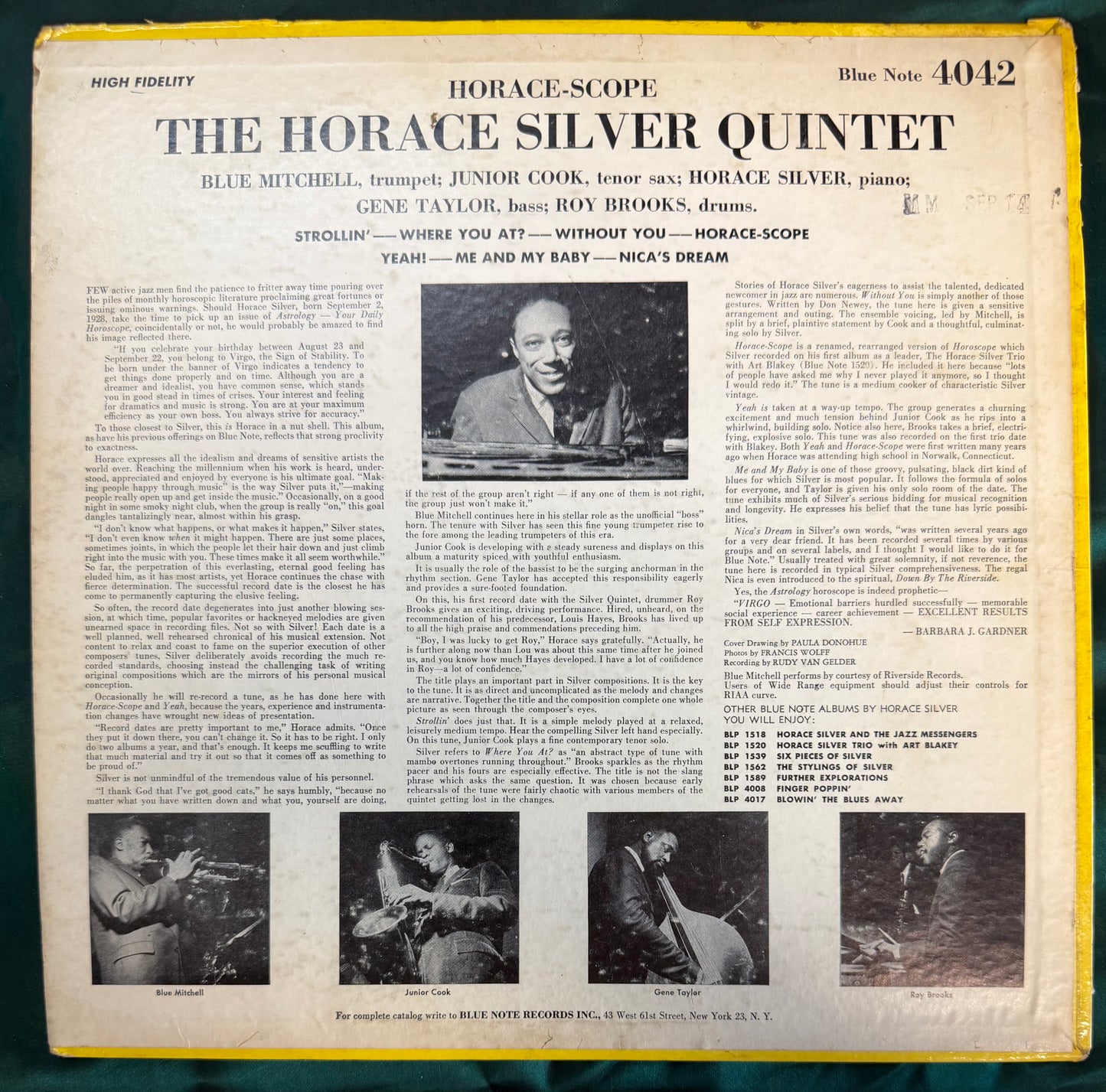 Horace Silver - Horace-Scope 1st Mono Press 1960 Blue Note