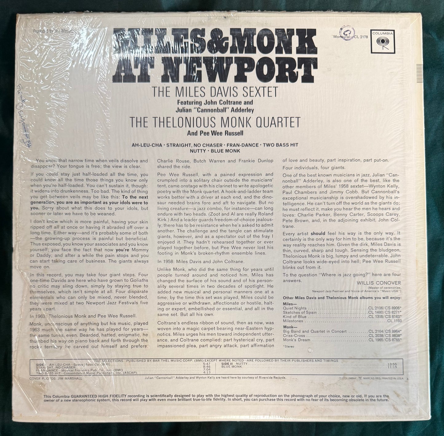 Miles Davis / Thelonious Monk - Miles & Monk At Newport 1st Press 1964 2-Eye Mono